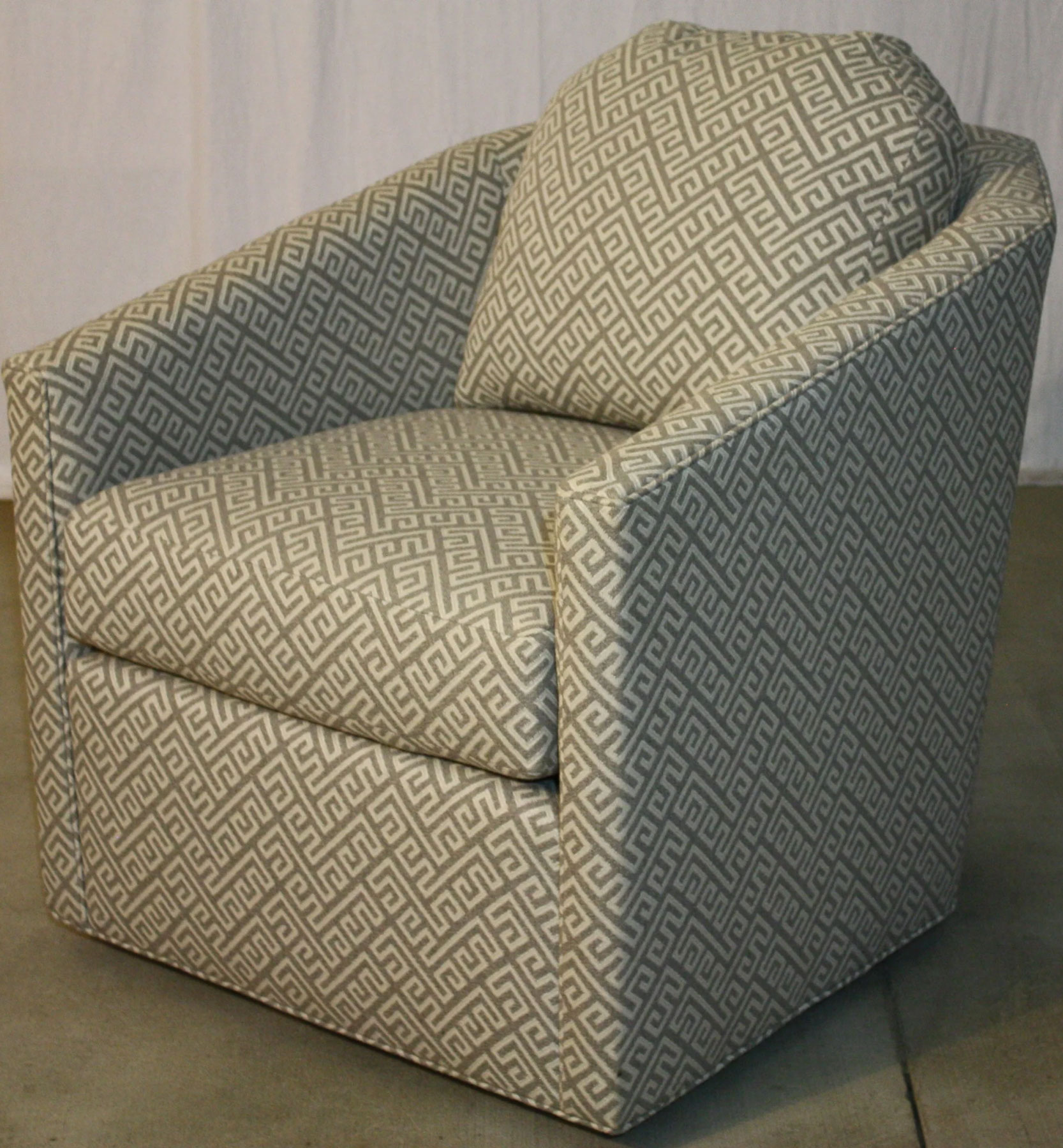 CR Laine Jewel Swivel Chair in Kanza Vapor Fabric