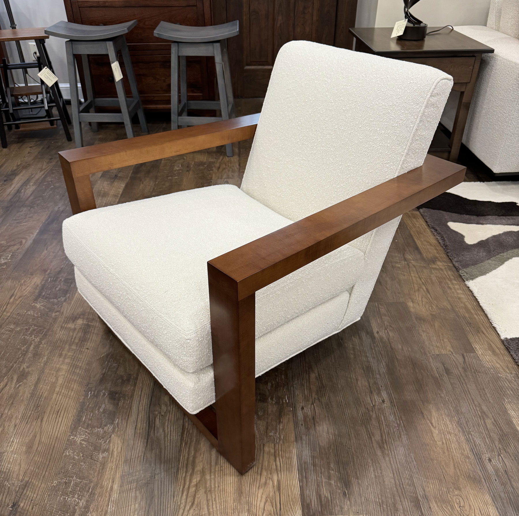 1183-103 Roger Lounge Chair by Thayer Coggin  in Fabric with Maple Base