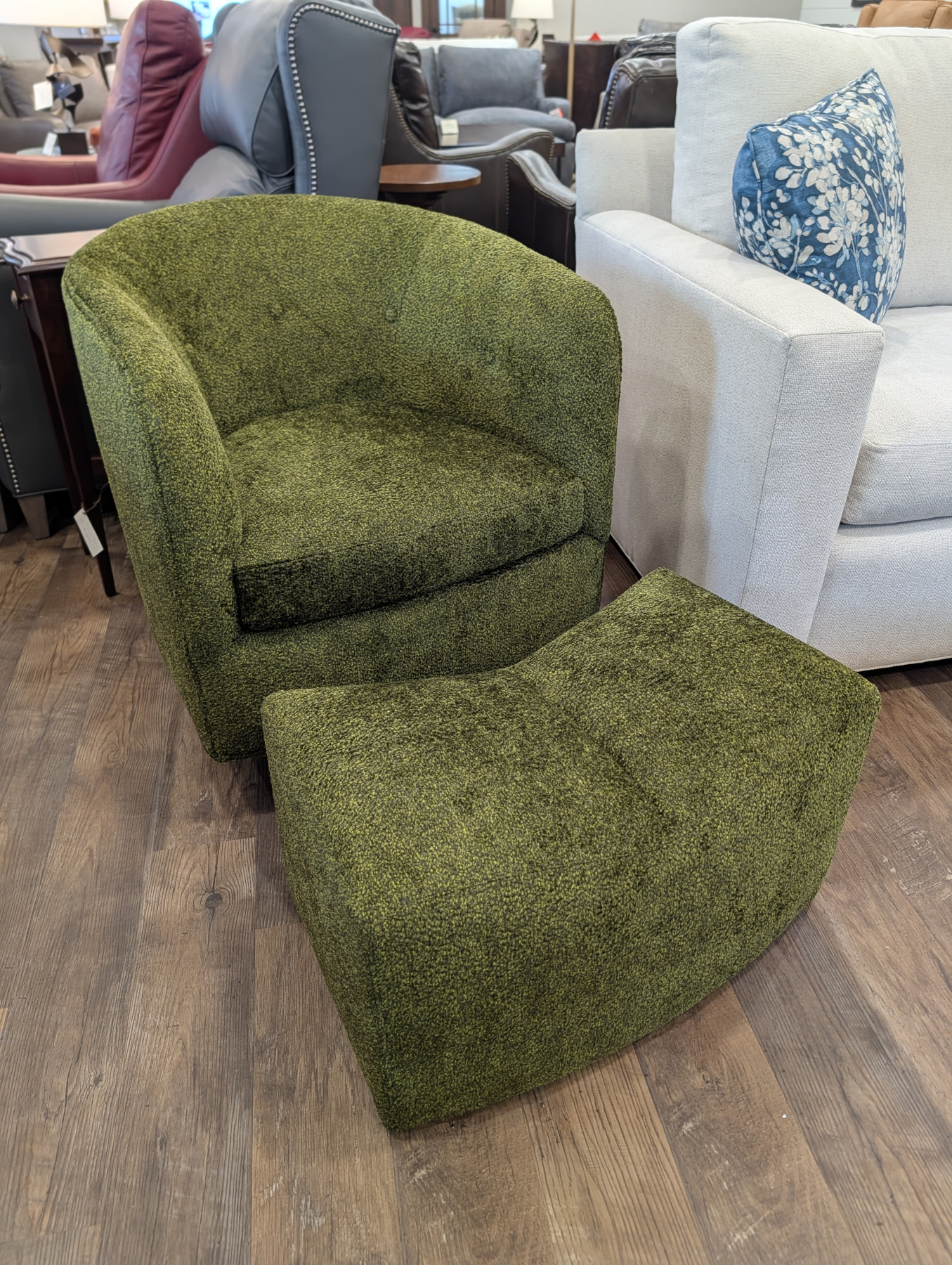 Roxy Would Swivel Tilt Tub Chair & Ottoman by Thayer Coggin in Fabric