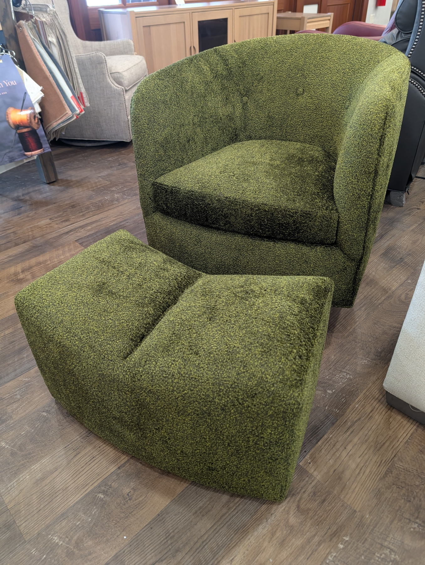 Roxy Would Swivel Tilt Tub Chair & Ottoman by Thayer Coggin in Fabric