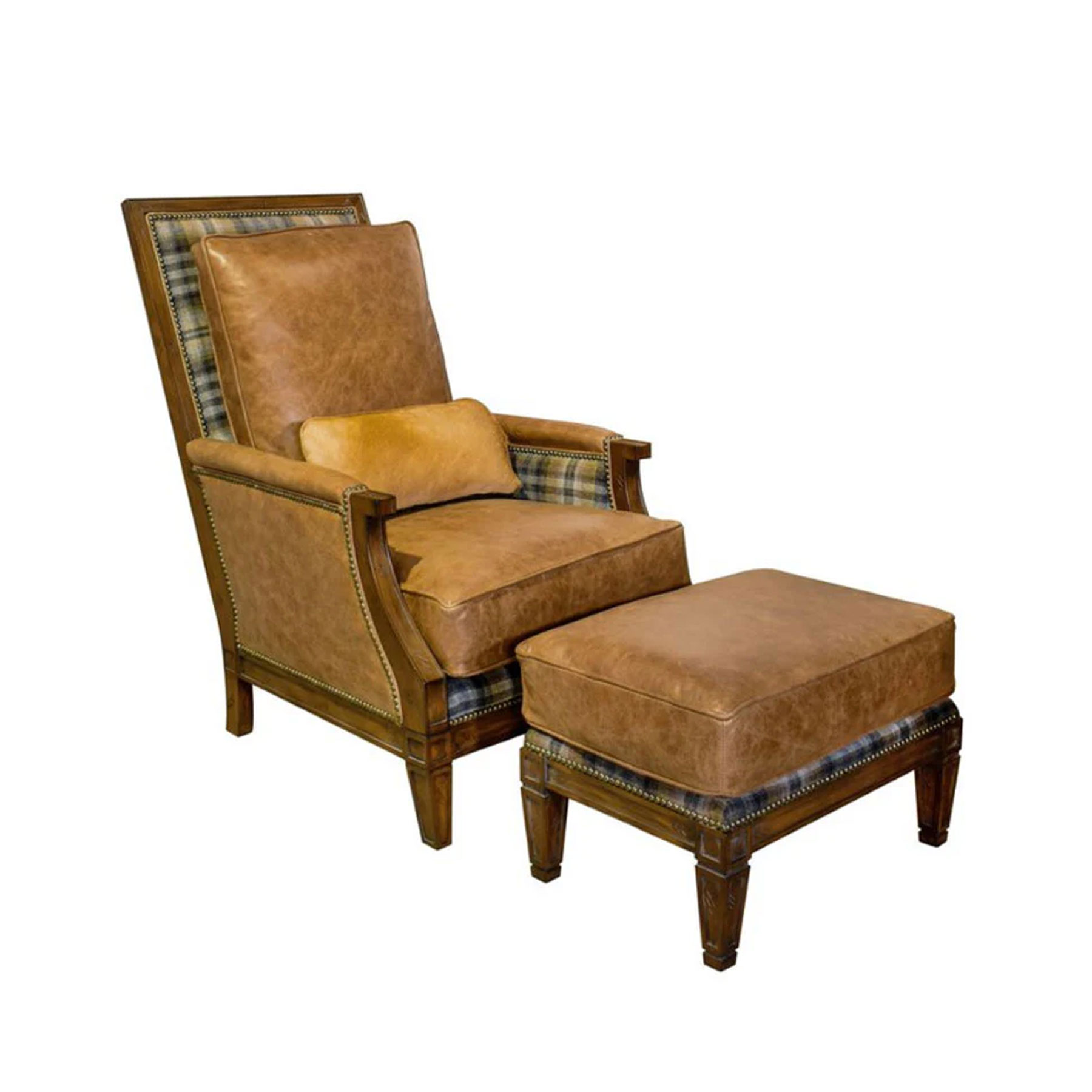 Leathercraft 882 San Baranto Tall Back Chair and Ottoman in Leather