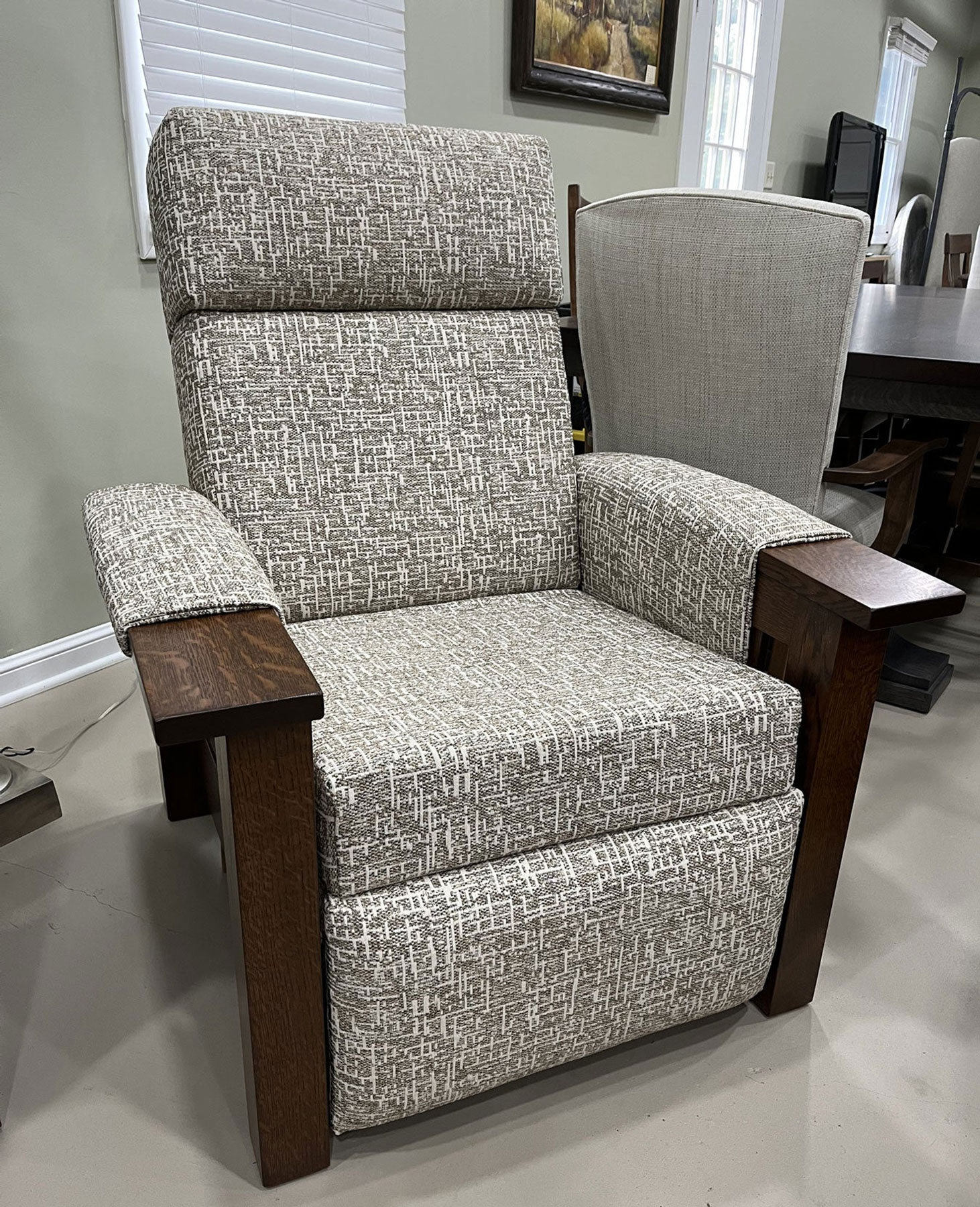 Timber Mission Wall Hugger Power Recliner in C-16-23 Stone Fabric