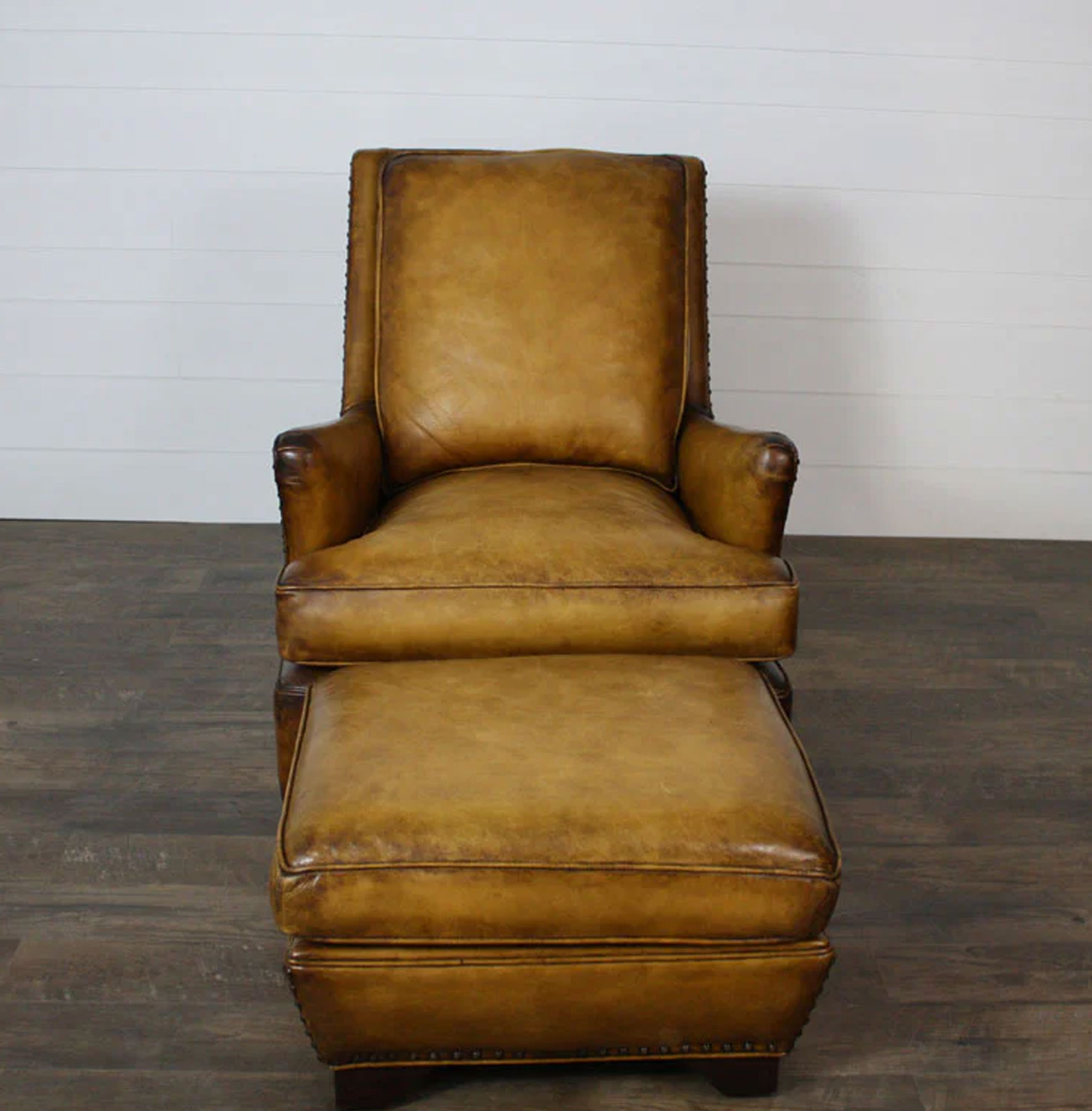 Leathercraft 536 Wolfcreek Pass Chair and Ottoman in Whiskey Barrel Leather