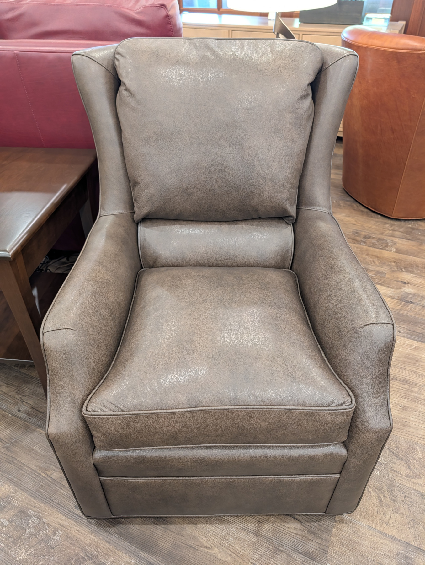 Writers Swivel Chair by King Hickory in Evolution Caribou Leather
