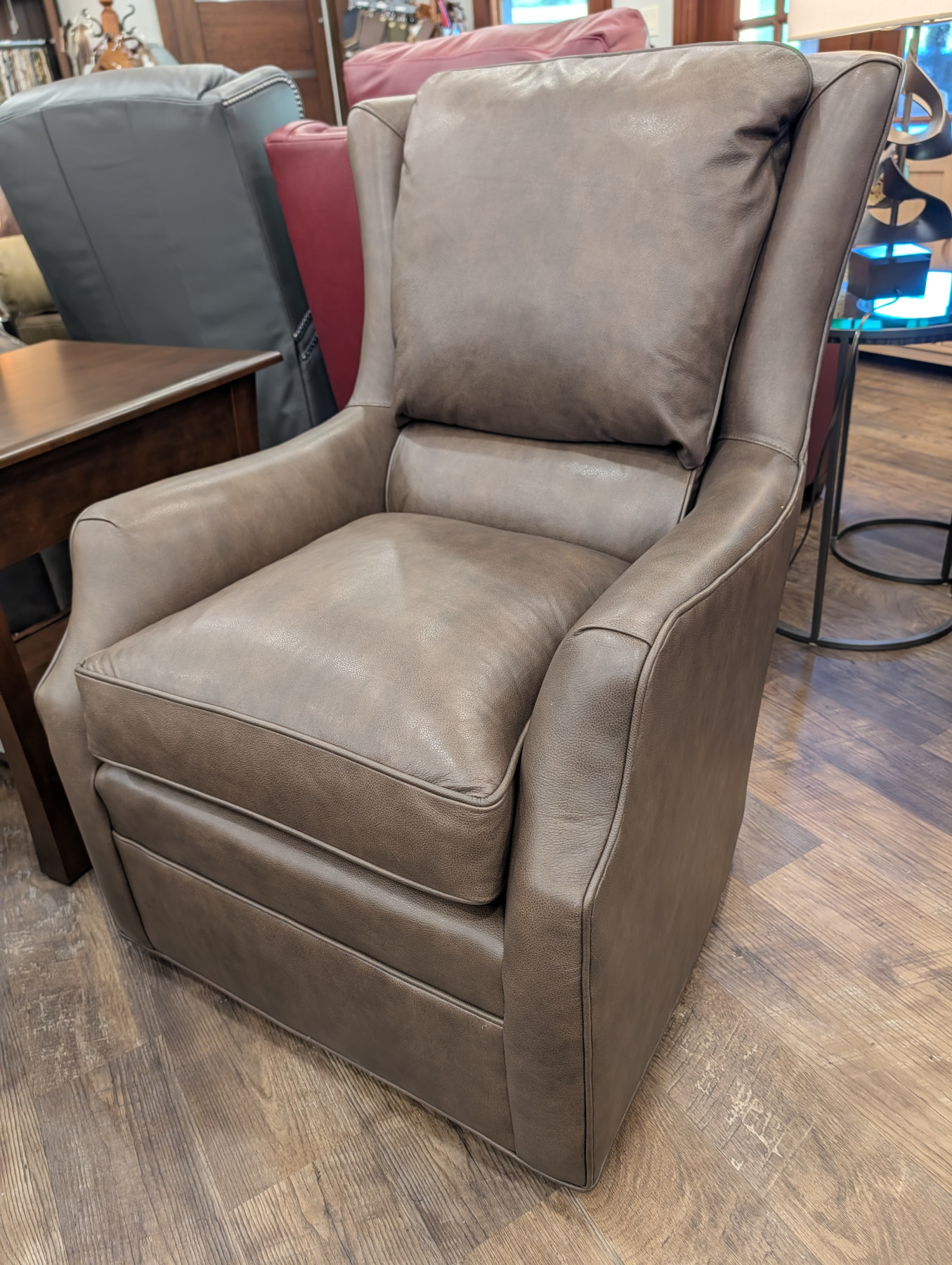 Writers Swivel Chair by King Hickory in Evolution Caribou Leather