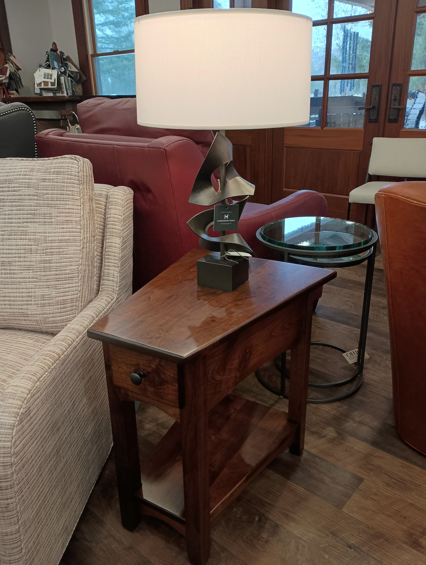 Modern Shaker Wedge End Table in Rich Tobacco Finish