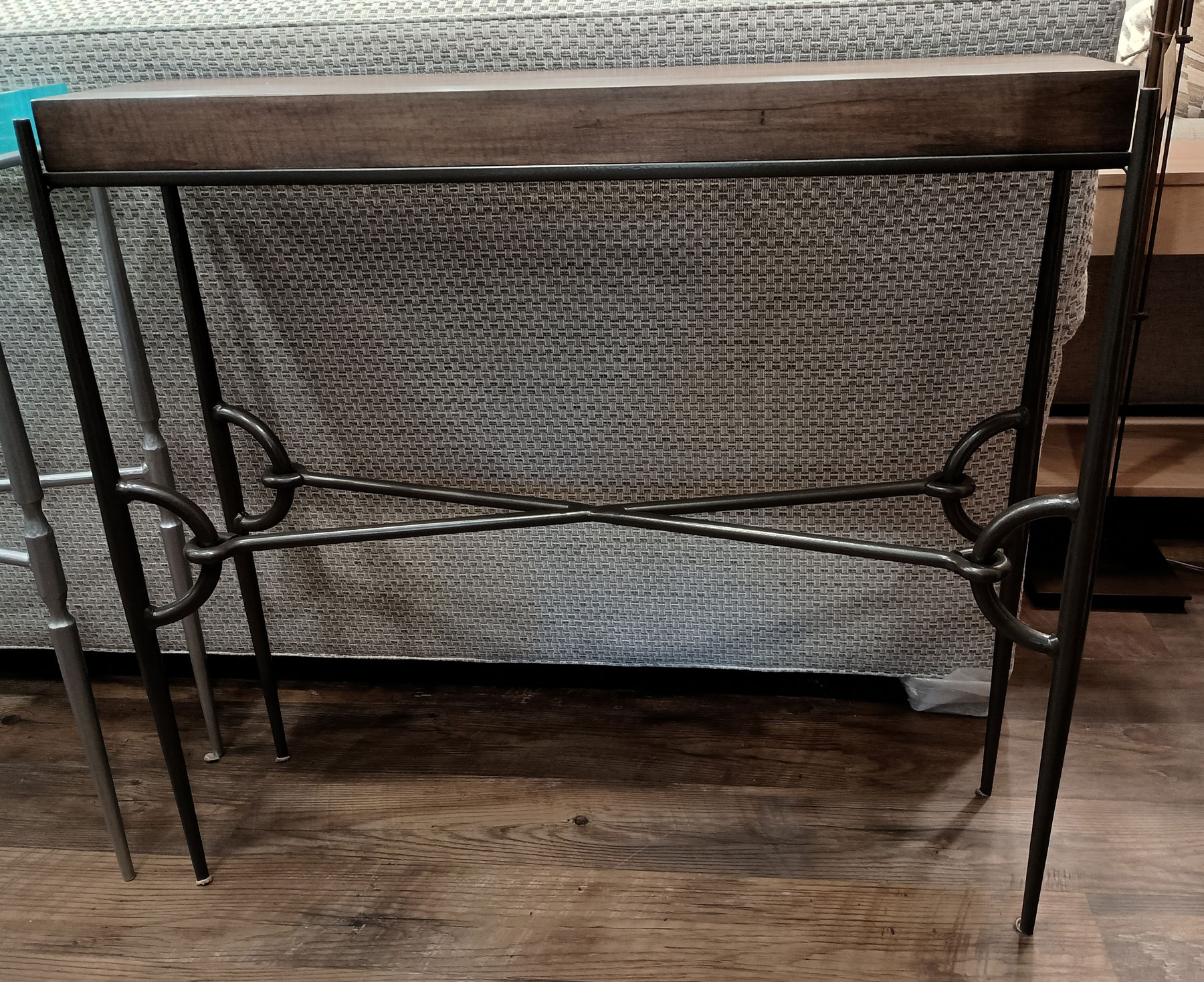 Charleston Forge Paddock Chairside Console Table in Maple with Gunmetal Finish