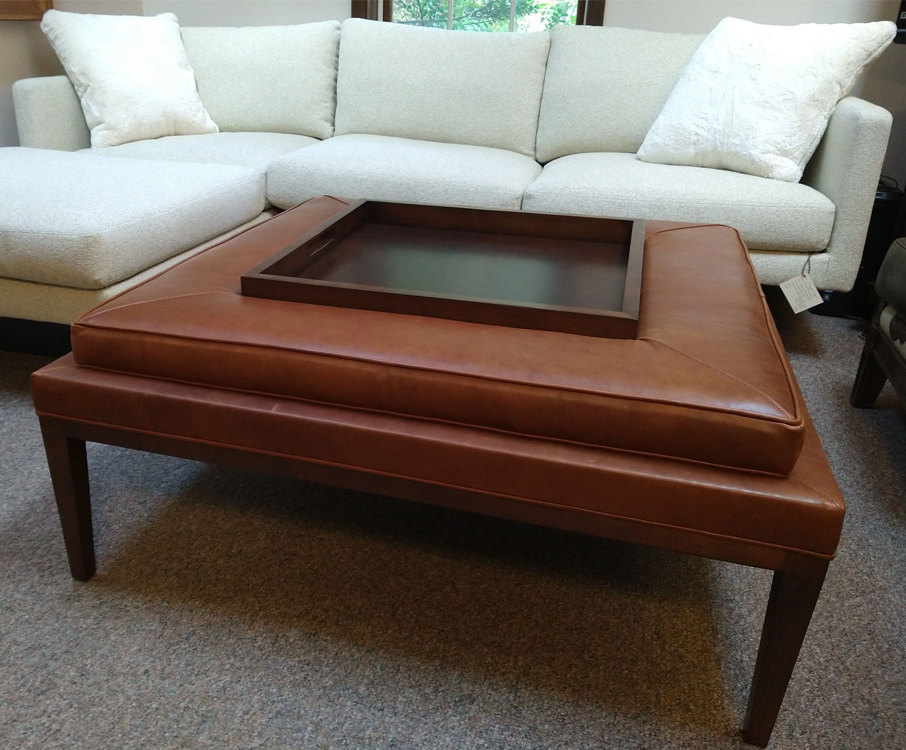 Wesley Hall L97 Baylor Ottoman in Sheridan Nutmeg Leather