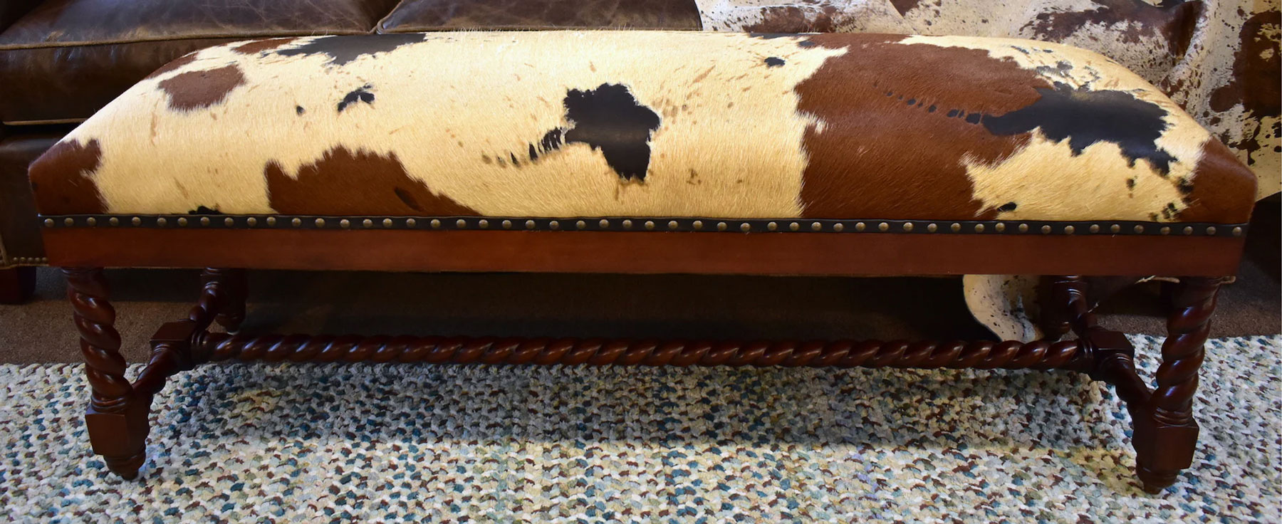 Leathercraft 883 Hadleigh Barley Twist Bench in Scottish Highland Leather