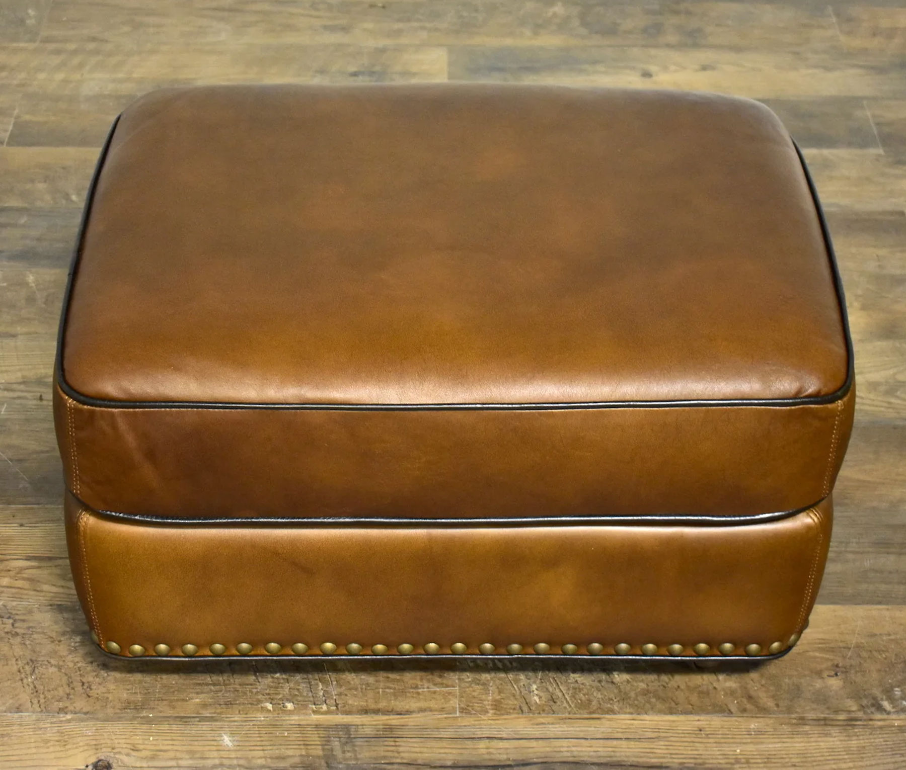 Our House416C Punch Tavern Ottoman with Casters in Leather