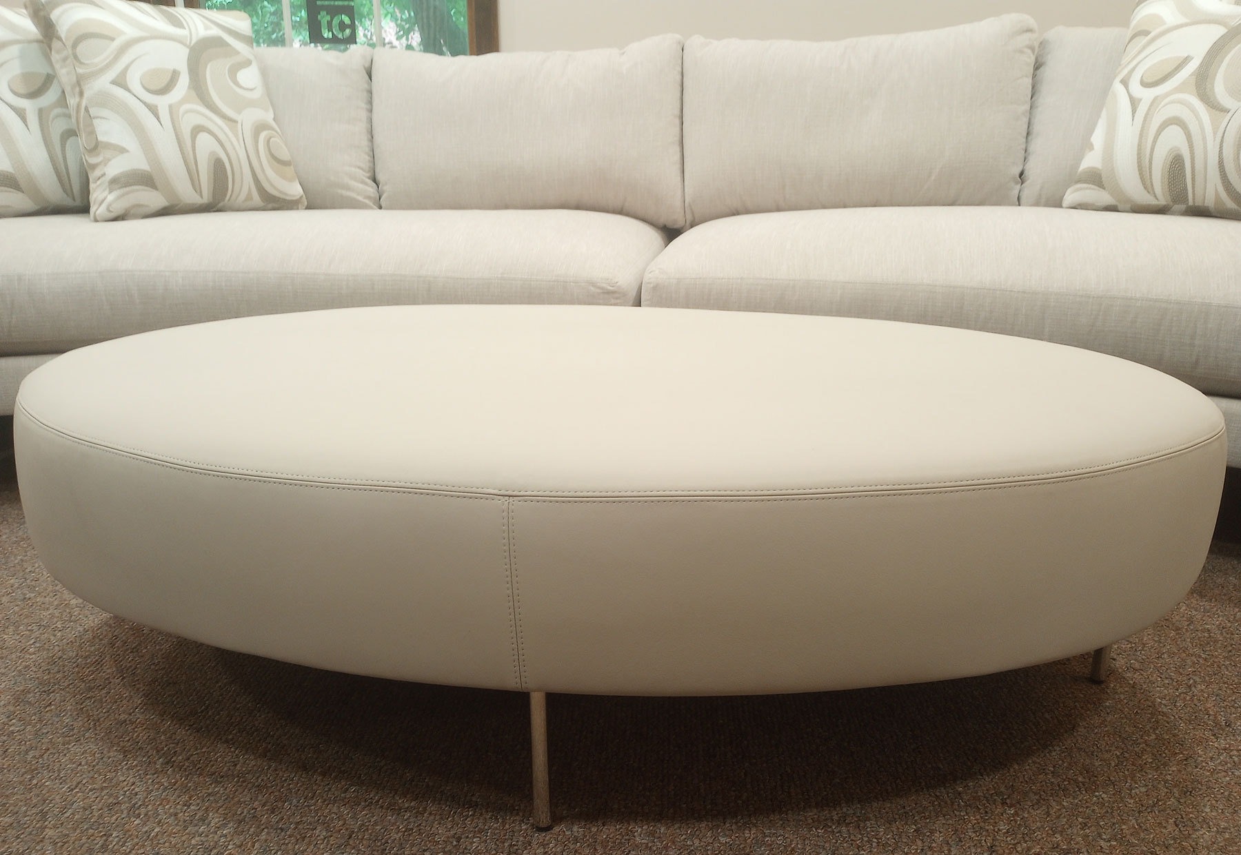 1431-005 Slice Ottoman by Thayer Coggin in Leather A-2061-20