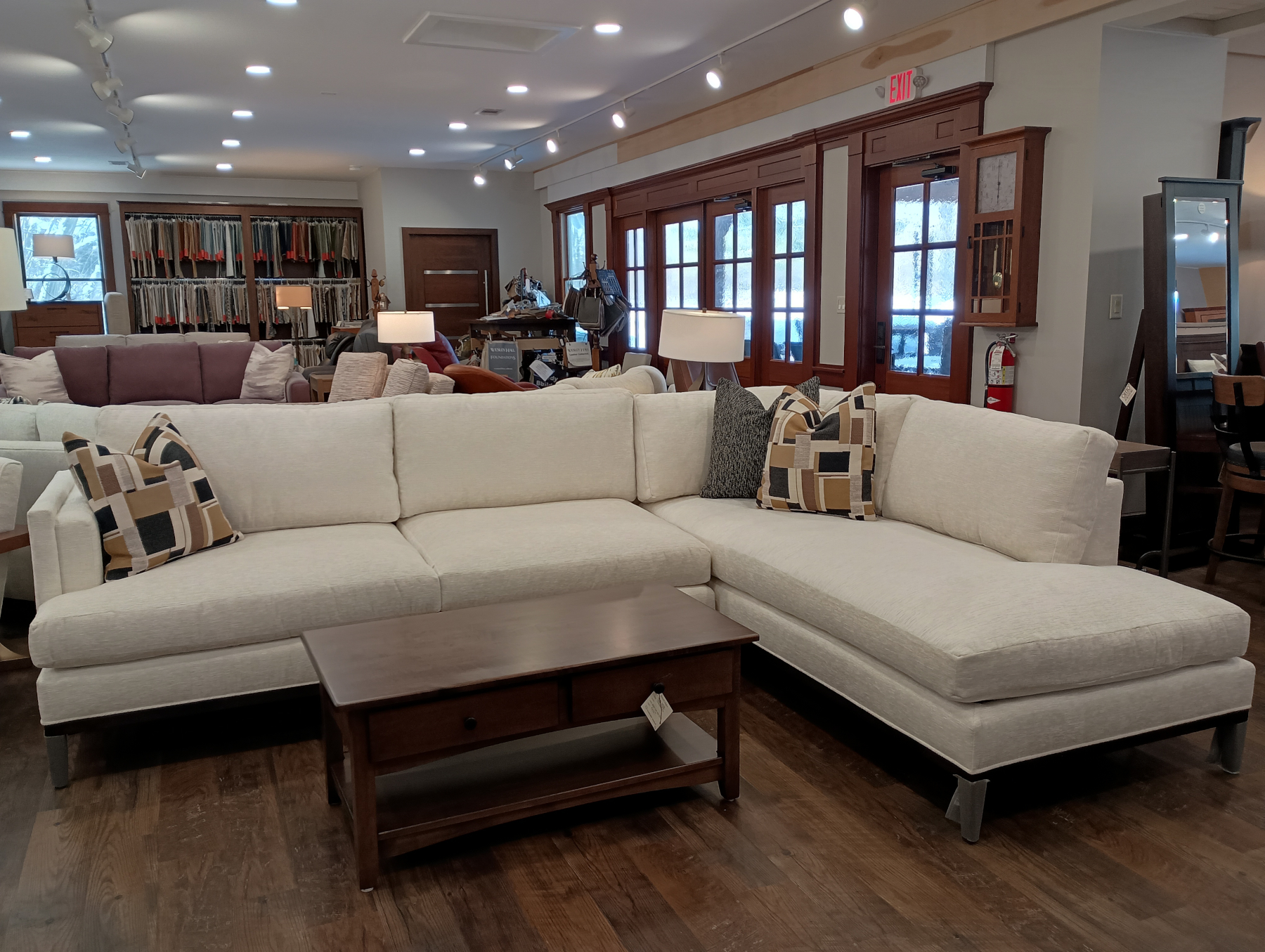 Peretti Sectional by Wesley Hall in Memphis Ivory Fabric