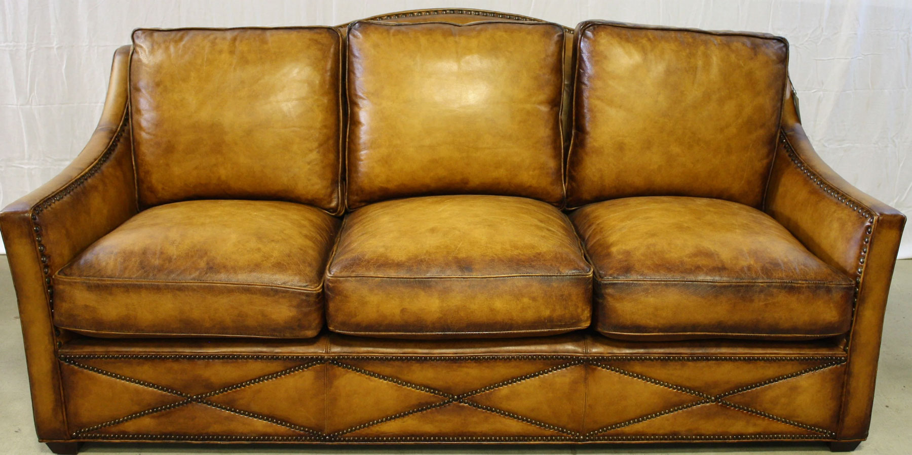 Our House 542-83 Sofa in Whiskey Barrel Hand Rubbed Leather