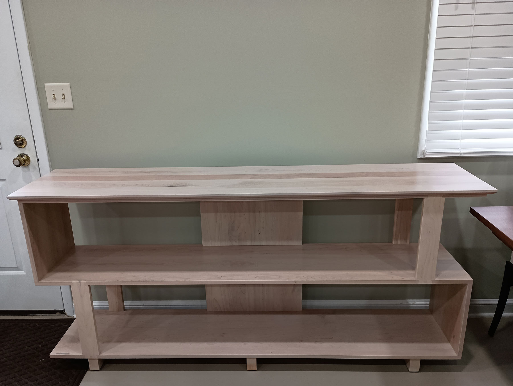 Custom 74 inch Angel TV Stand in Brown Maple