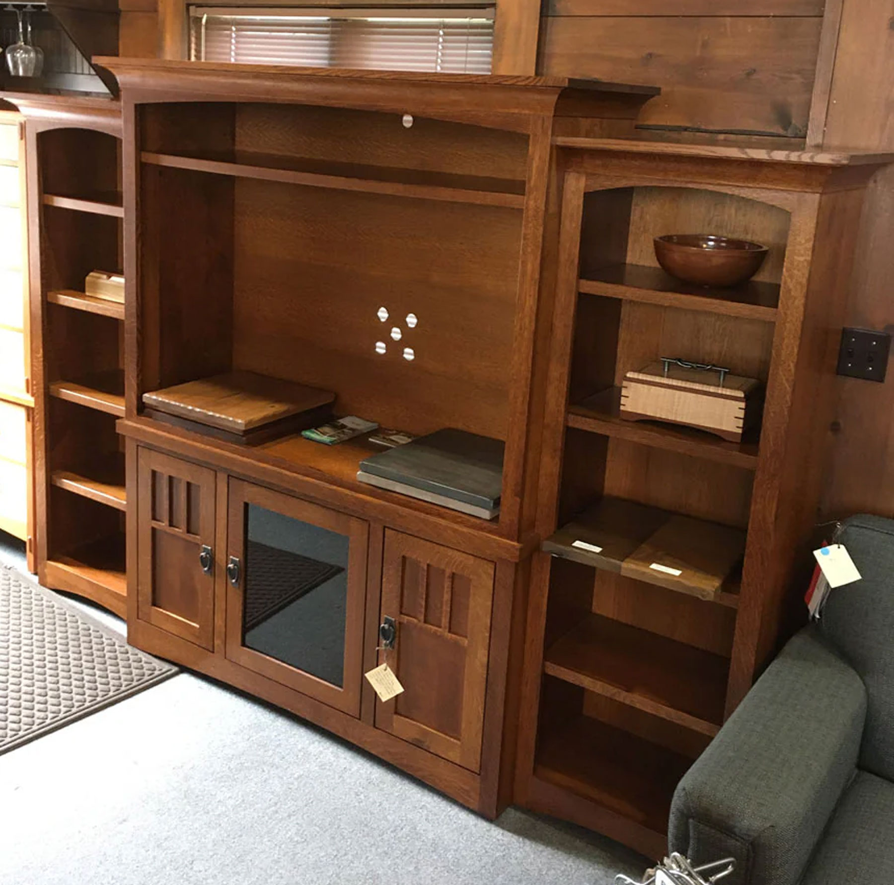 Liberty Mission 3 Door Entertainment Center in Quartersawn White Oak