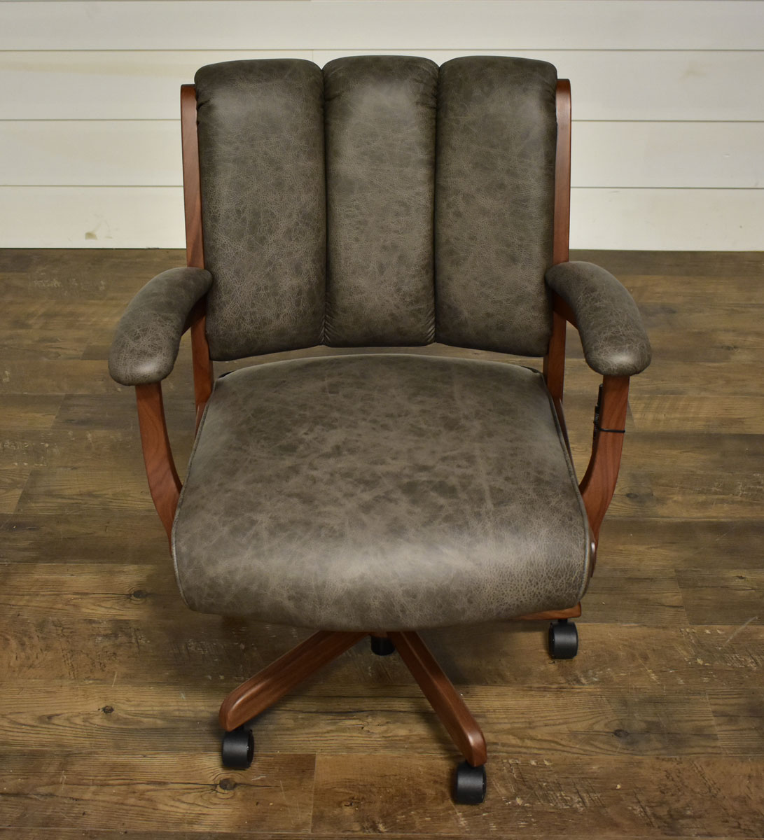 Edelweiss Arm Desk Chair in Saloon Gray Leather