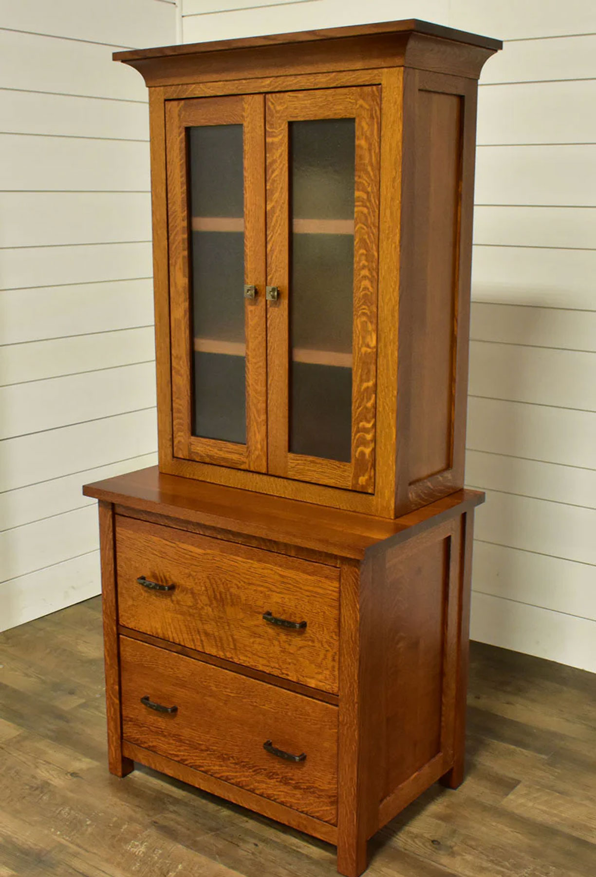 Coventry Mission Lateral File with Closed Hutch in Quartersawn White Oak