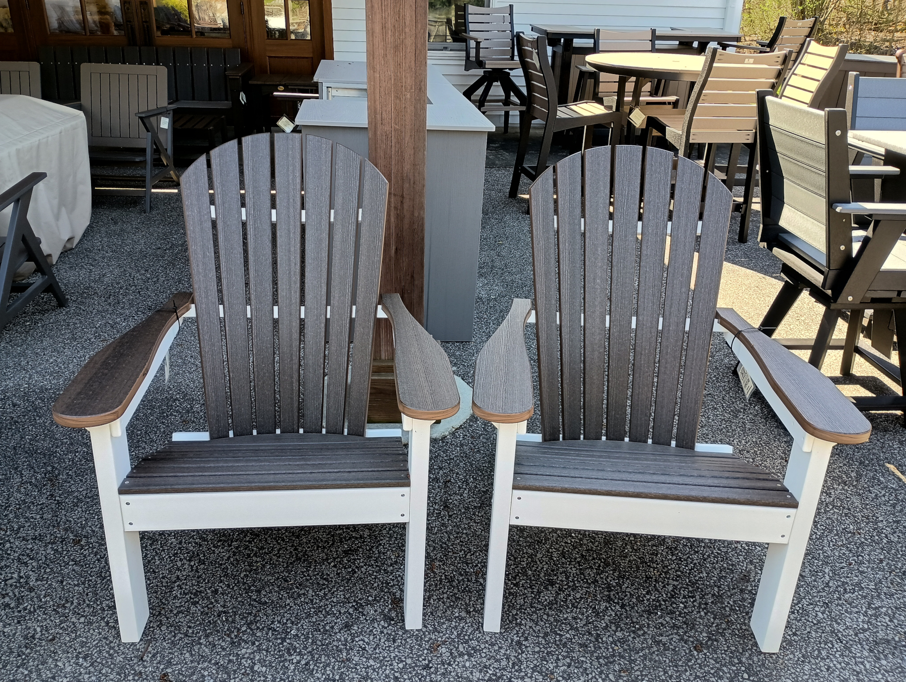 (2) Comfo-Back Adirondacks in Brazilian Walnut on White