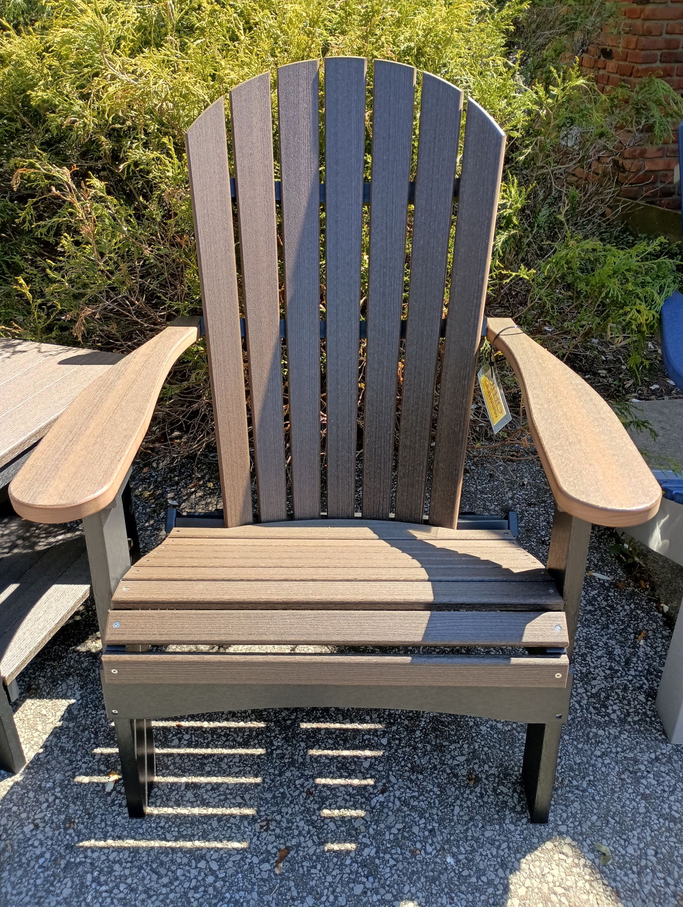 (1) Comfo-Back Folding Adirondack, (1) Stationary Footstool, and (1) Poly Rectangular End Table