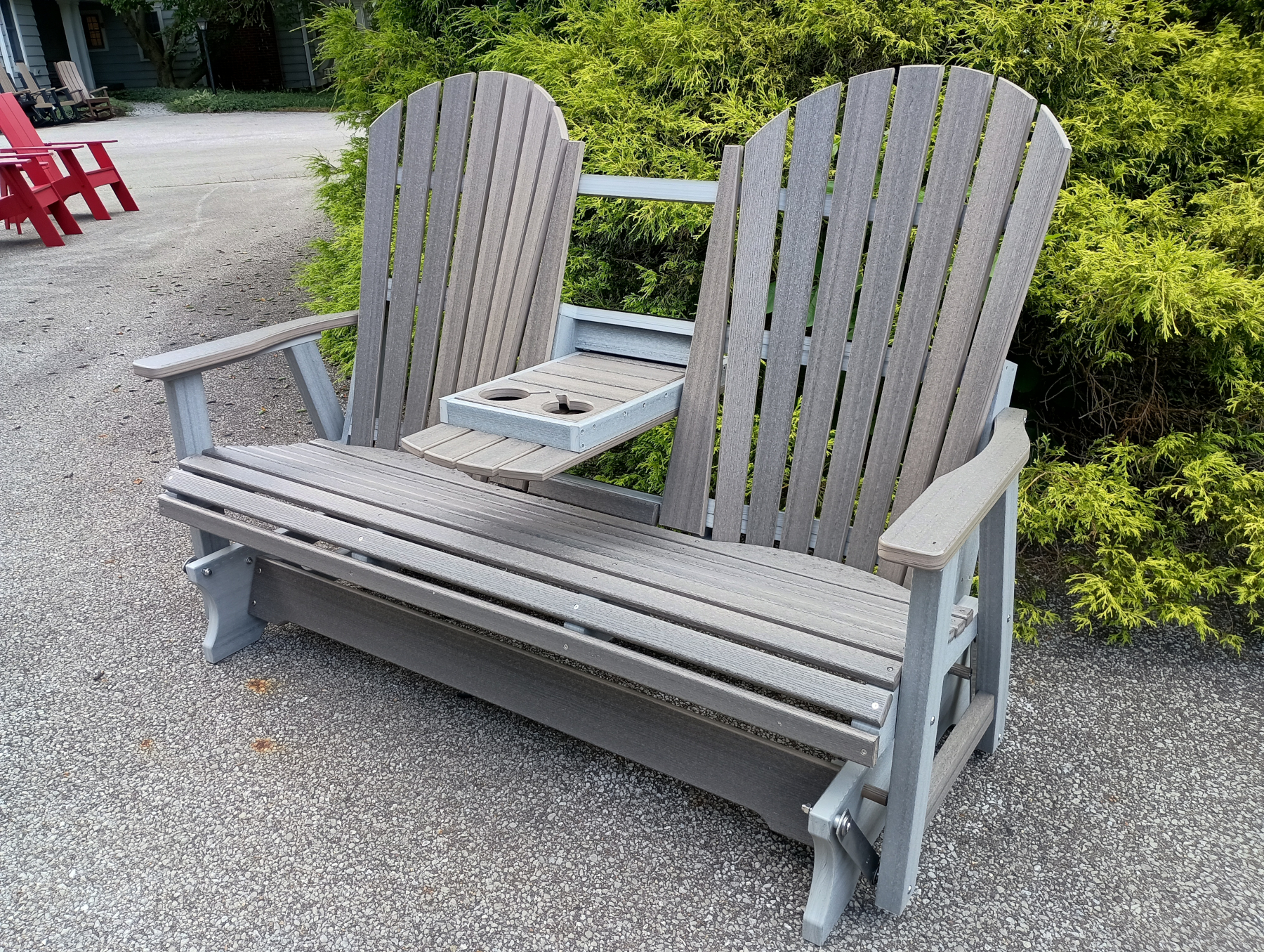 Comfo-Back Three Seat Glider in Coastal Gray on Driftwood Gray