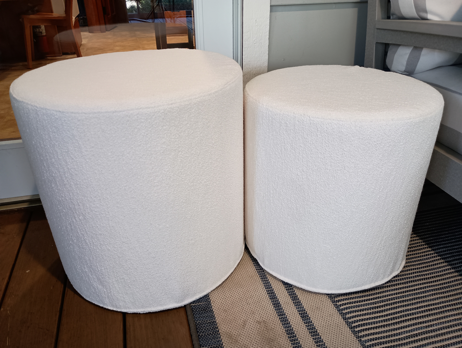 (2) Lily Hive Poufs in Improve White Fabric