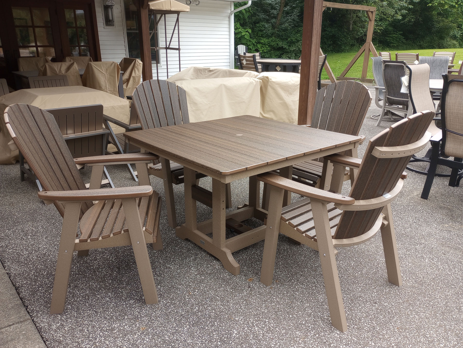 Garden Classic 44 inch Square Dining Table with (4) Comfo-Back Dining Chairs