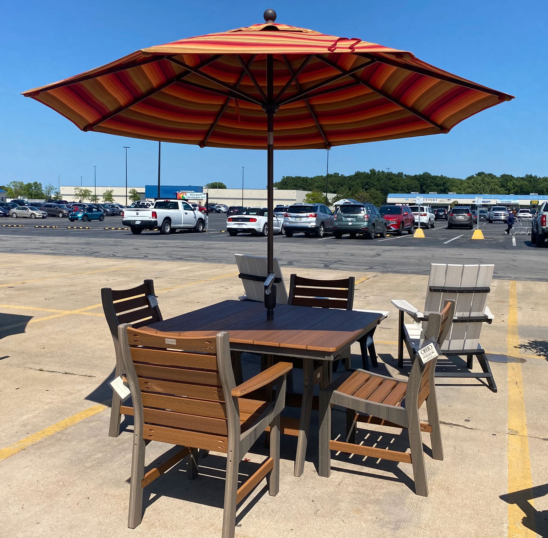 Harbor44 inch Dining Height Table with (4) Bristol Dining Chairs in Mahogany on Coastal Grey