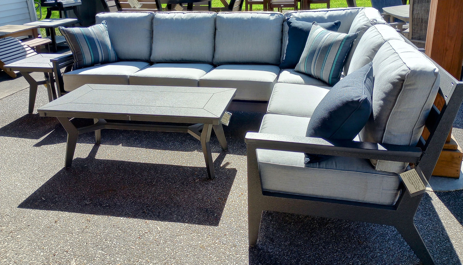 Mayhew Sectional in Smoke Gray with Canvas Granite Sunbrella Fabric
