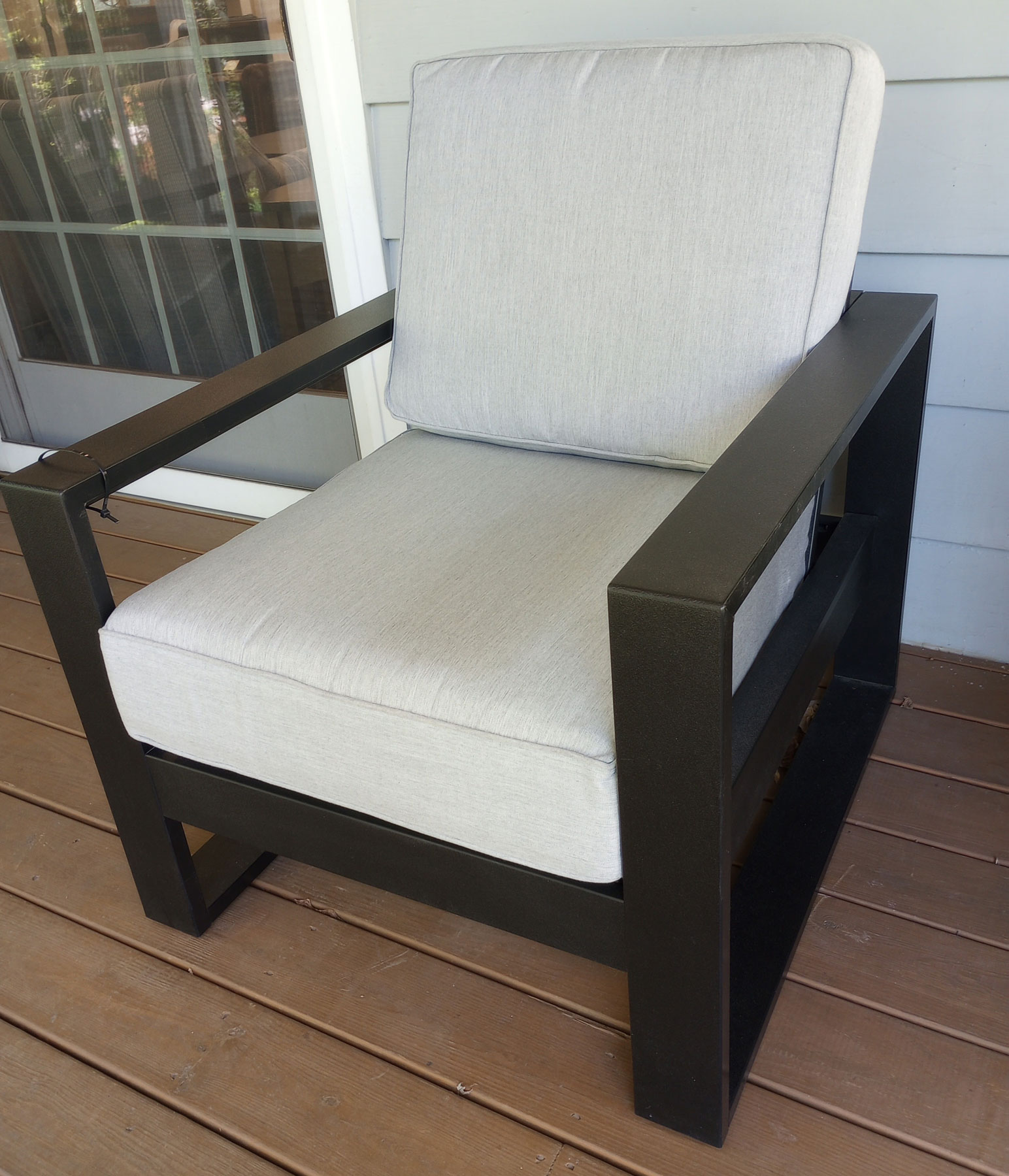 MGP Nordic High Back Club Chair in Matte Black with Sunbrella Canvas Granite Cushions