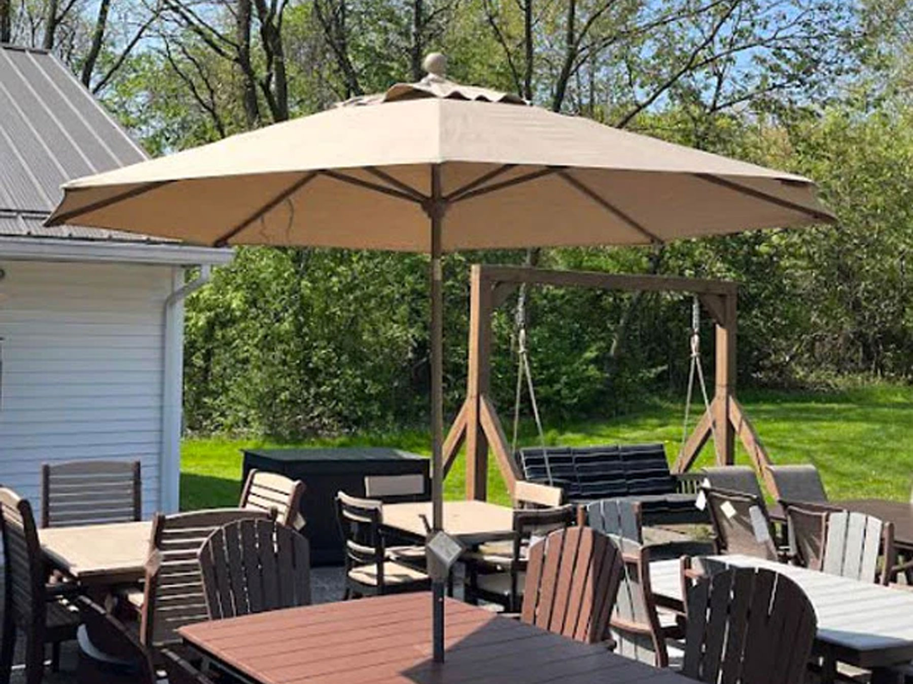 9 Foot Market Umbrella with Tilt & Crank in Sand Fabric with 38 inch Extension Pole