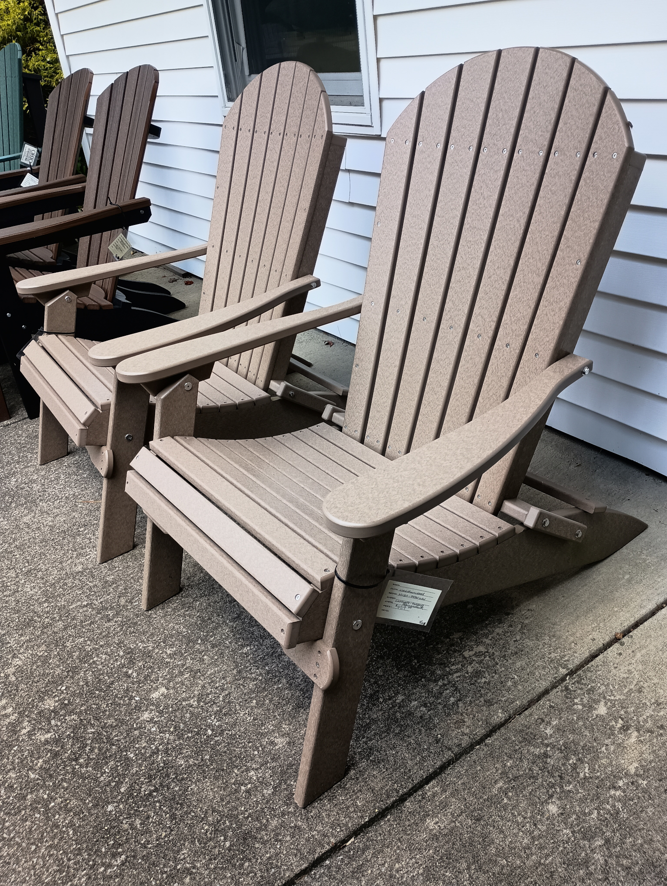 (2) Luxcraft Folding Adirondacks in Weatherwood- Side View