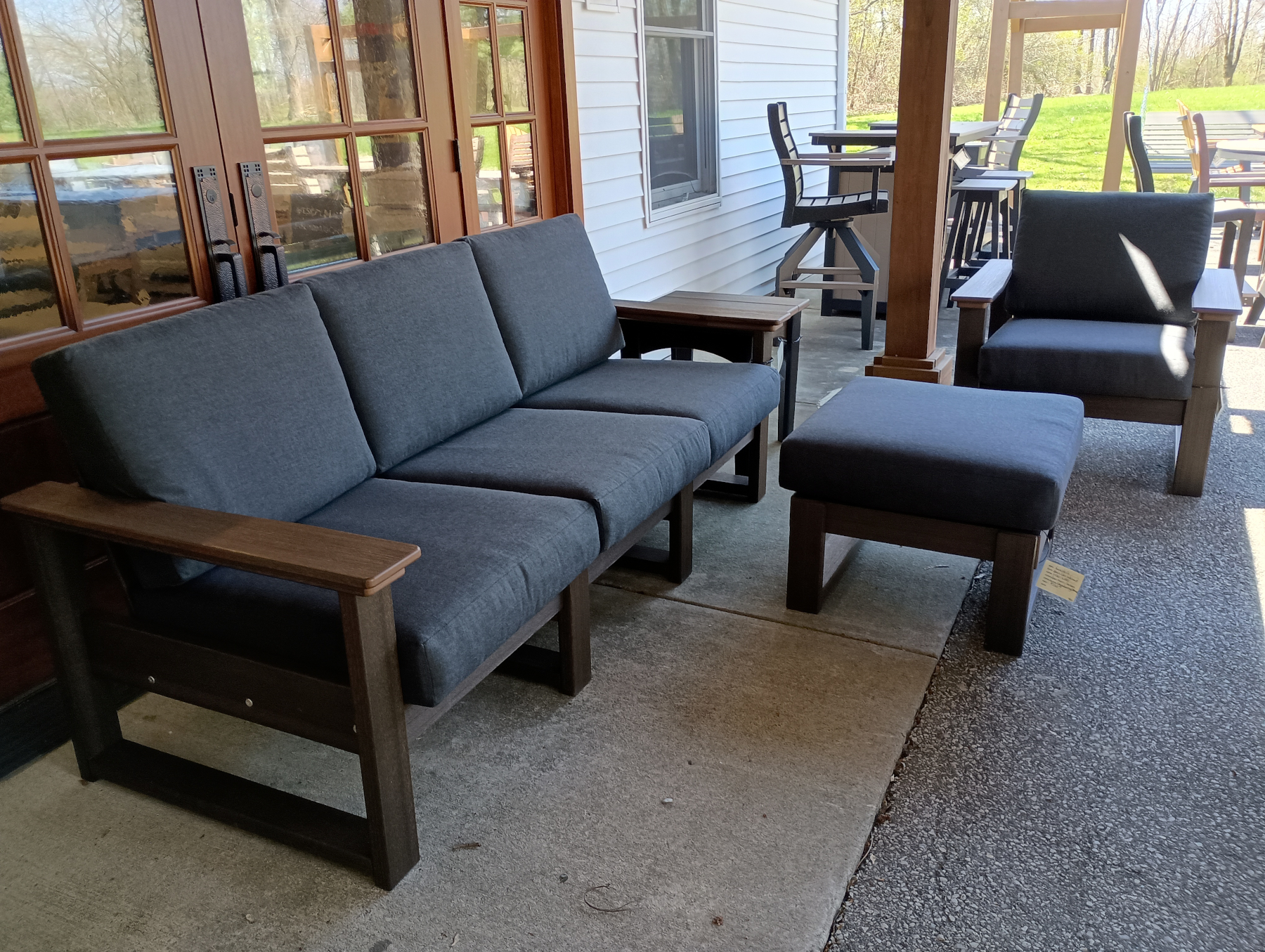 Lanai Deep Seating Sofa, Ottoman, and Chair with Island End Table