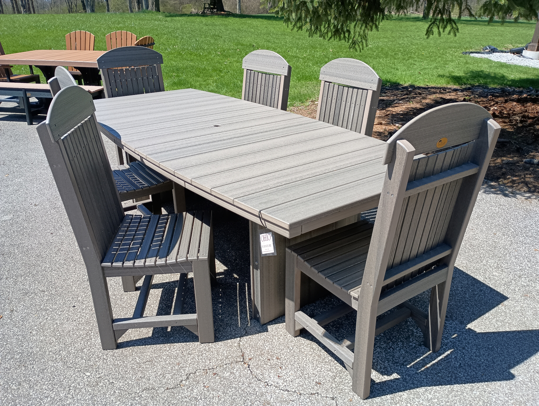 Urban Oval 4 x 8 Dining Table with (6) Classic Side Dining Chairs in Coastal Gray