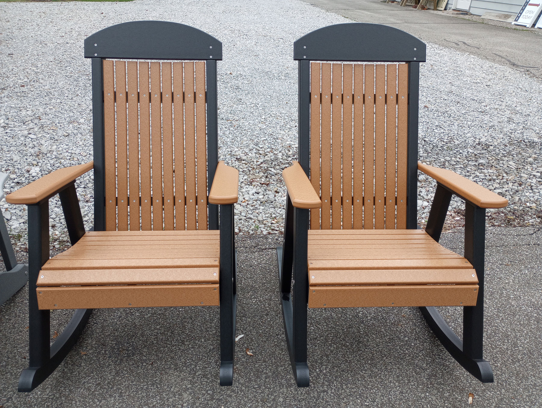 (2) Porch Rockers in Cedar on Black