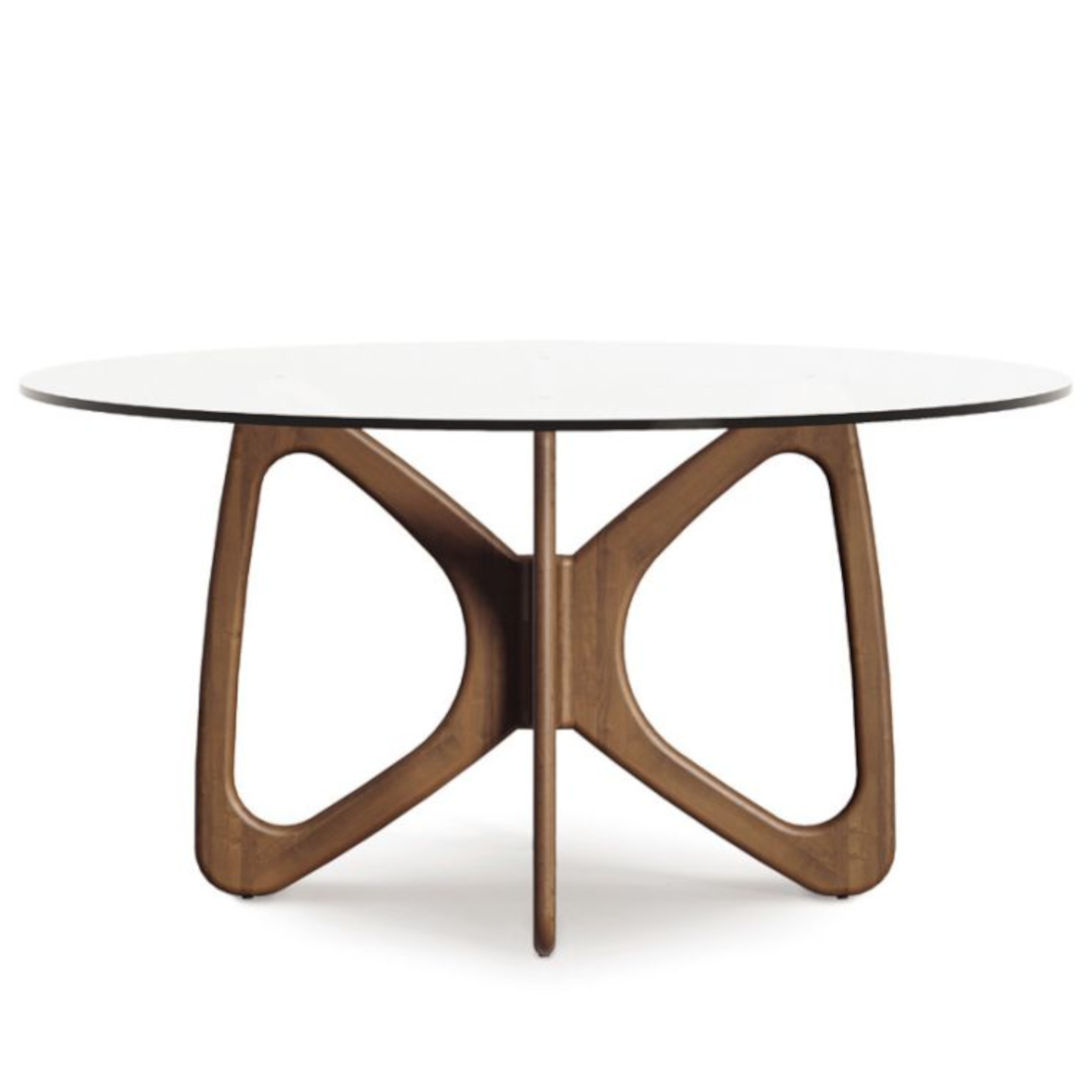 Copeland Butterfly Round Glass Top with Natural Walnut Base