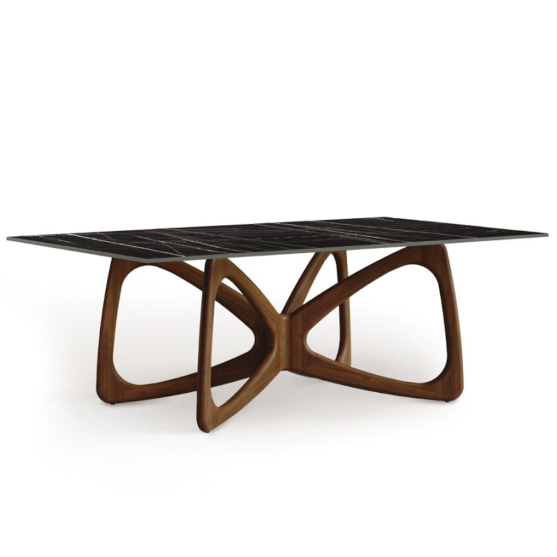 Butterfly Sintered Stone Top Table with Walnut Base and Sahara Noir Sintered Top