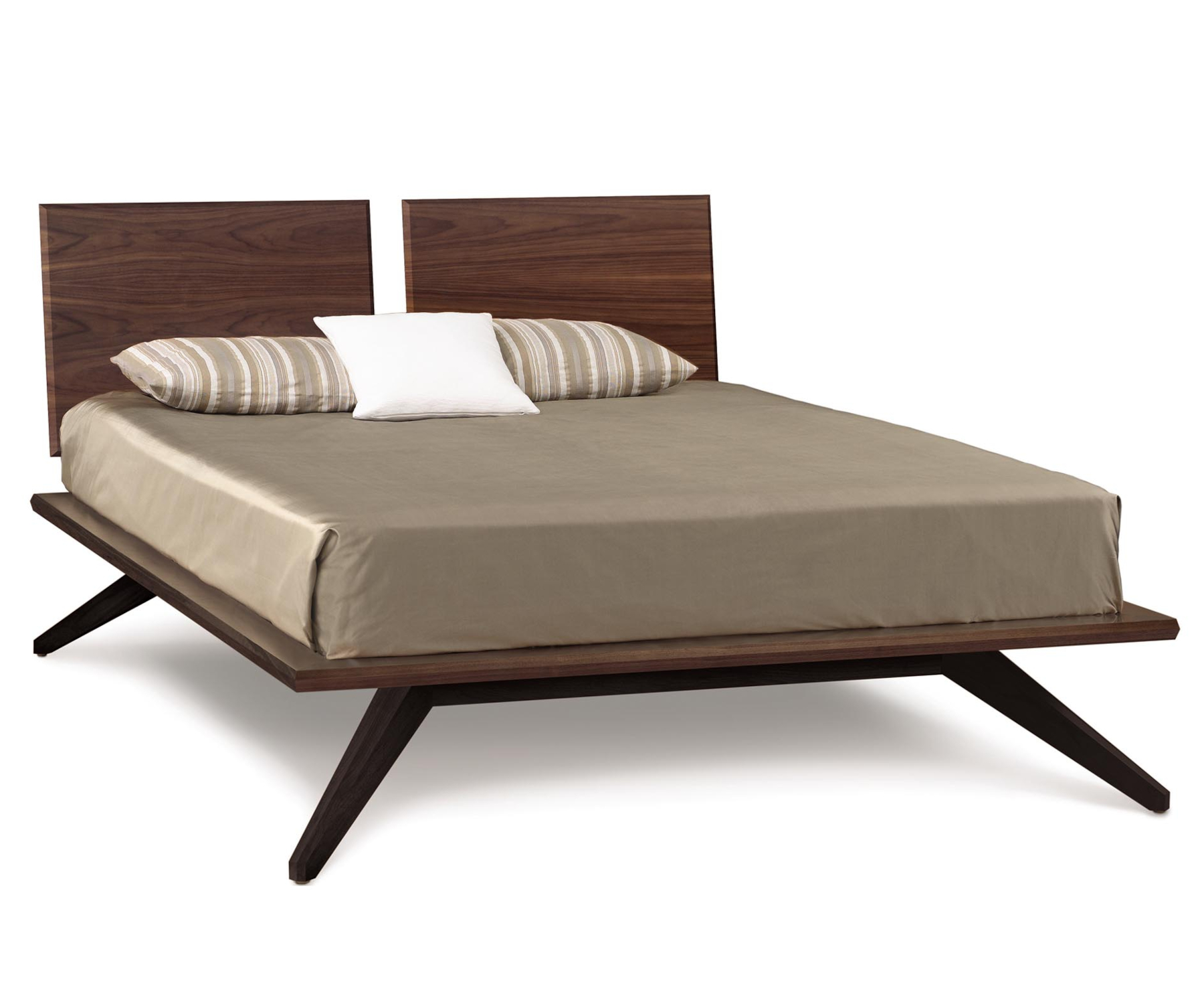 Astrid Bed with 2 Panel Headboard in Walnut on Dark Chocolate