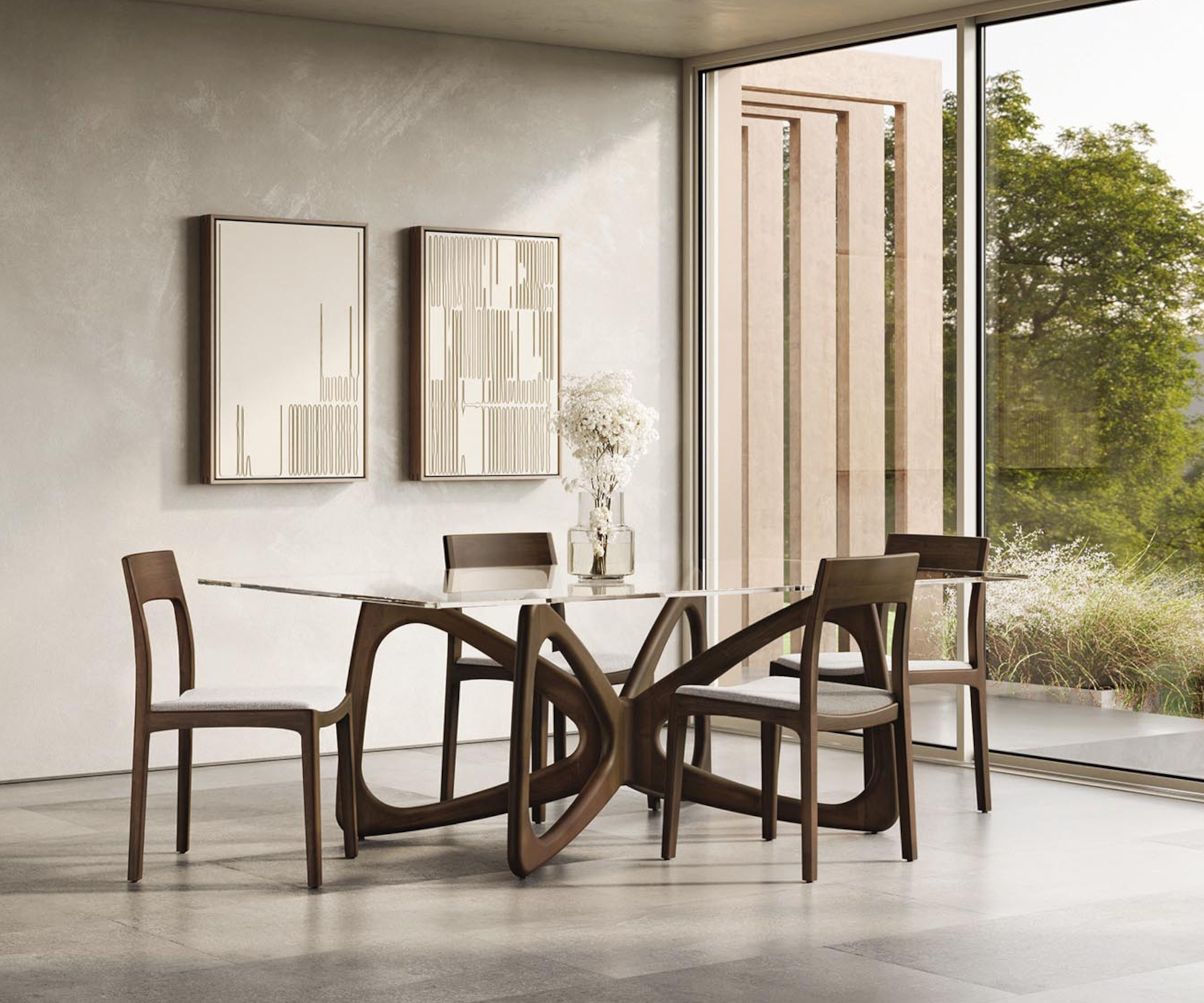 Copeland Butterfly Table with Glass Top