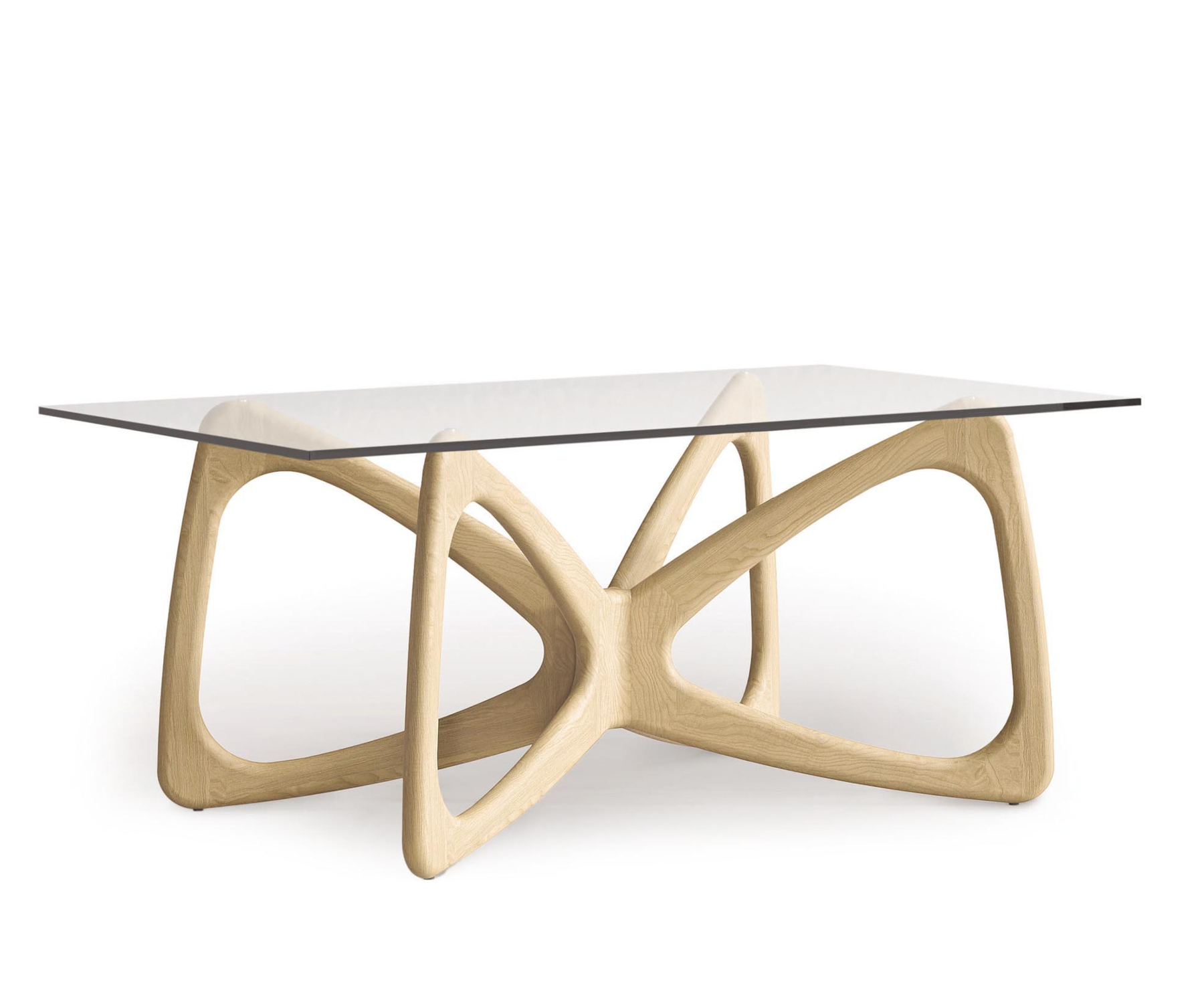 Butterfly 42" x 72" Glass Top Table in Oak