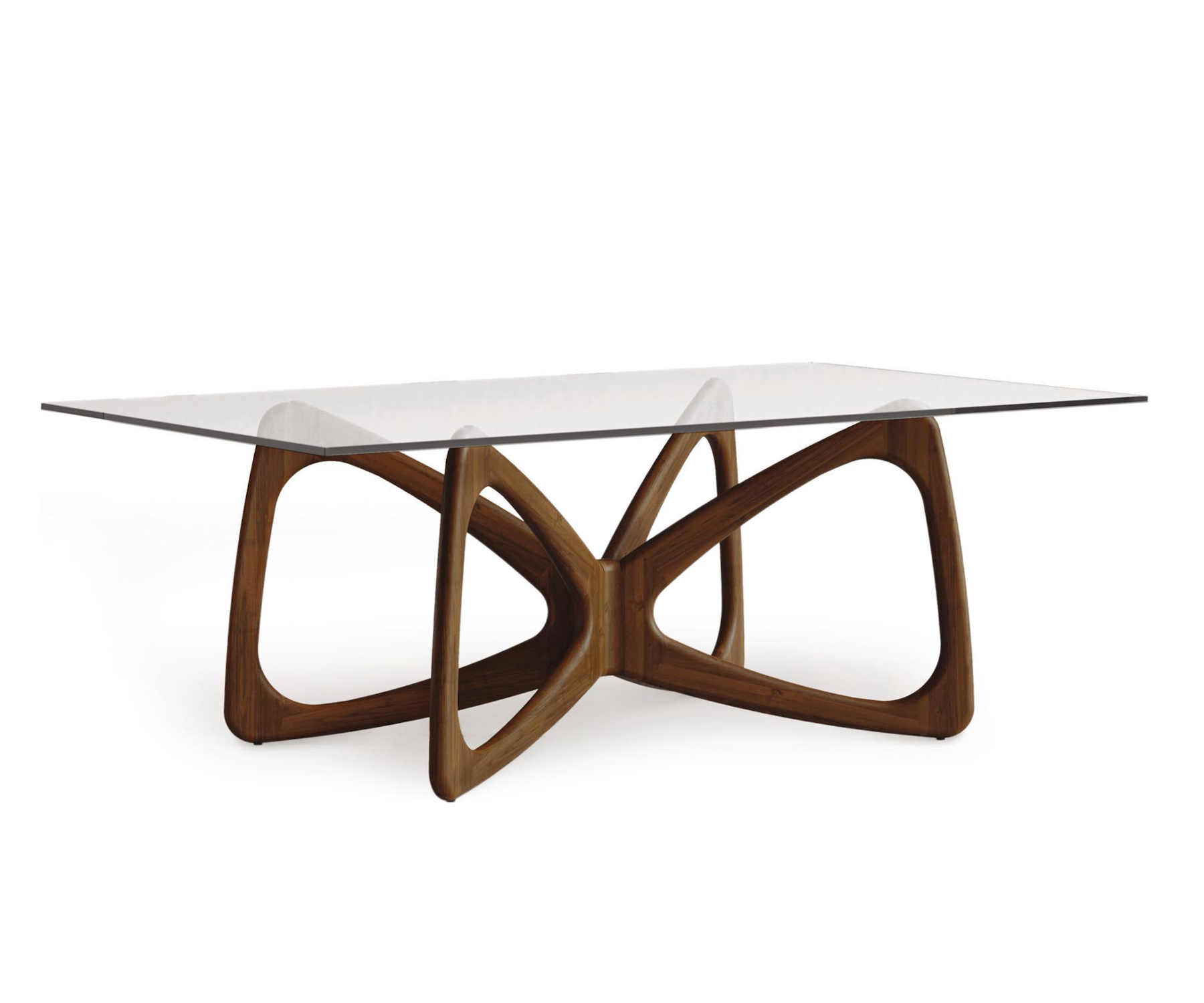 Butterfly 48" x 84" Glass Top Table in Walnut