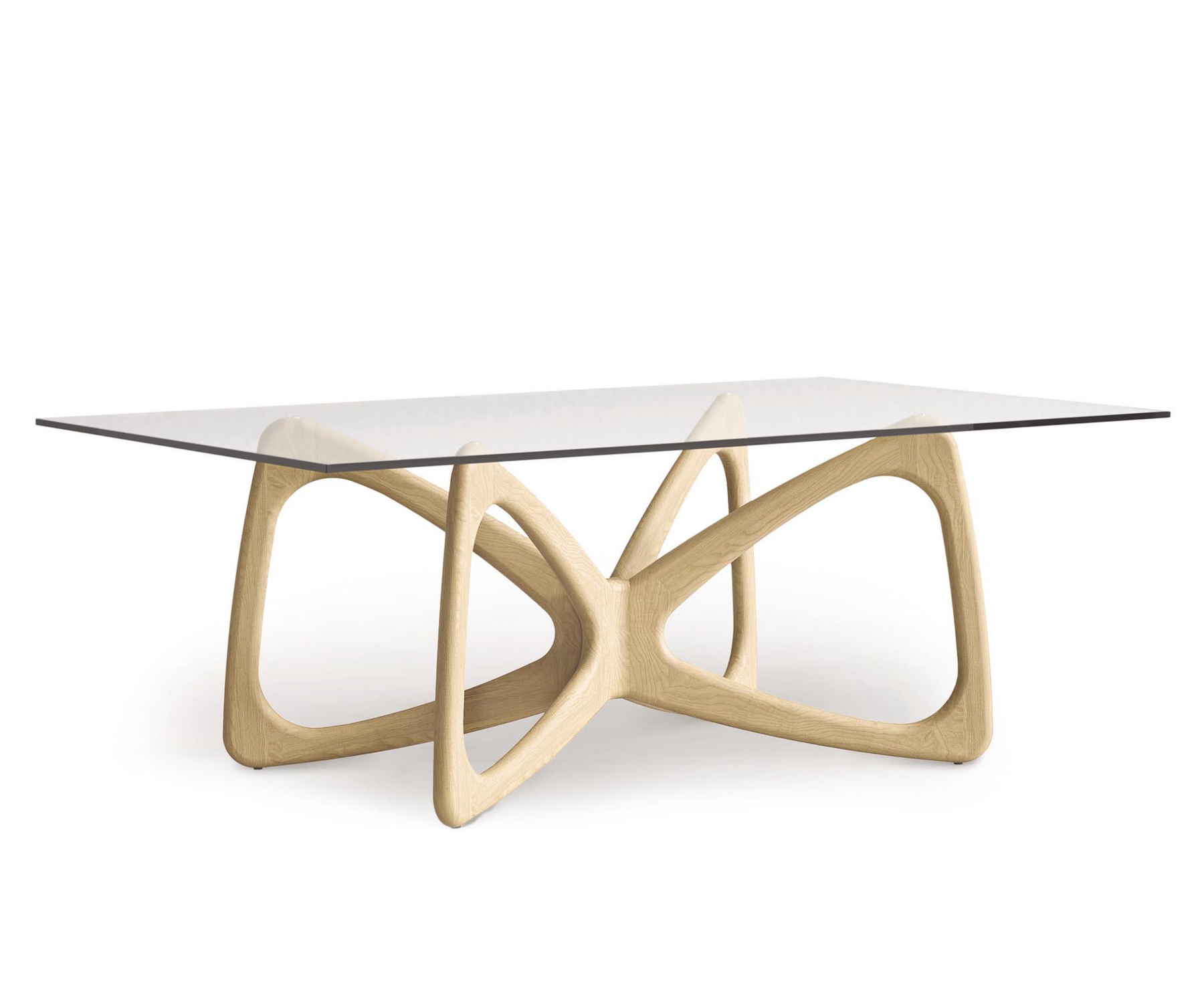 Butterfly 48" x 84" Glass Top Table in Oak
