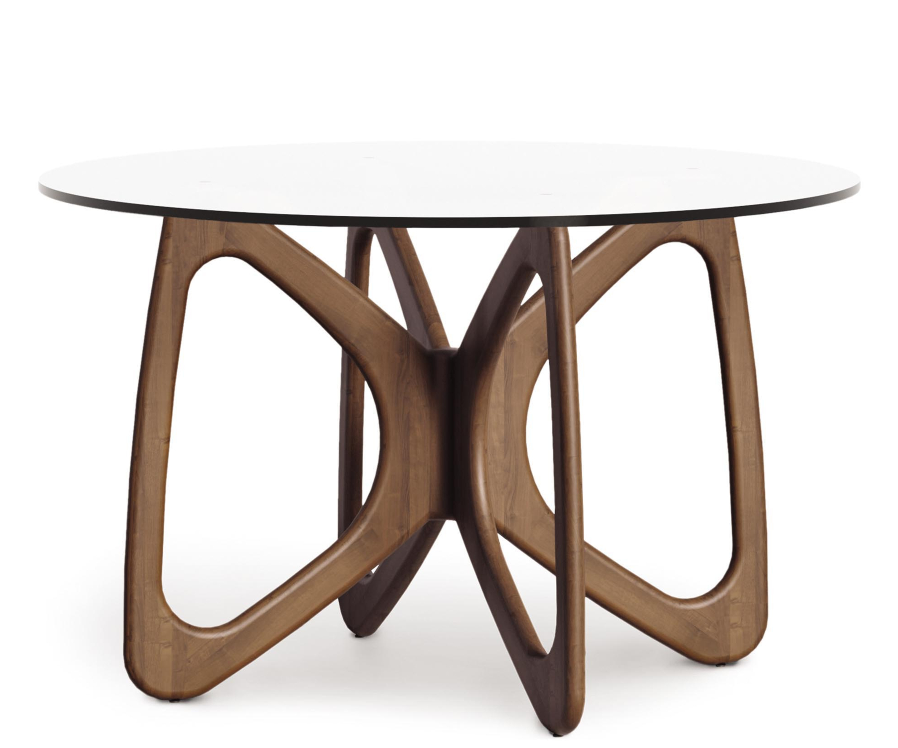 Butterfly 48" Round Glass Top Table in Walnut