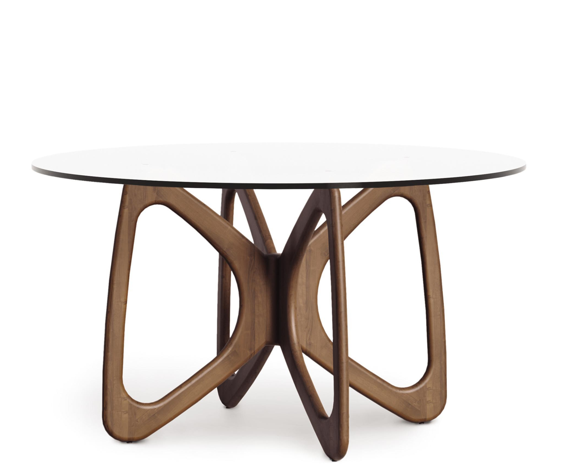 Butterfly 54" Round Glass Top Table in Walnut