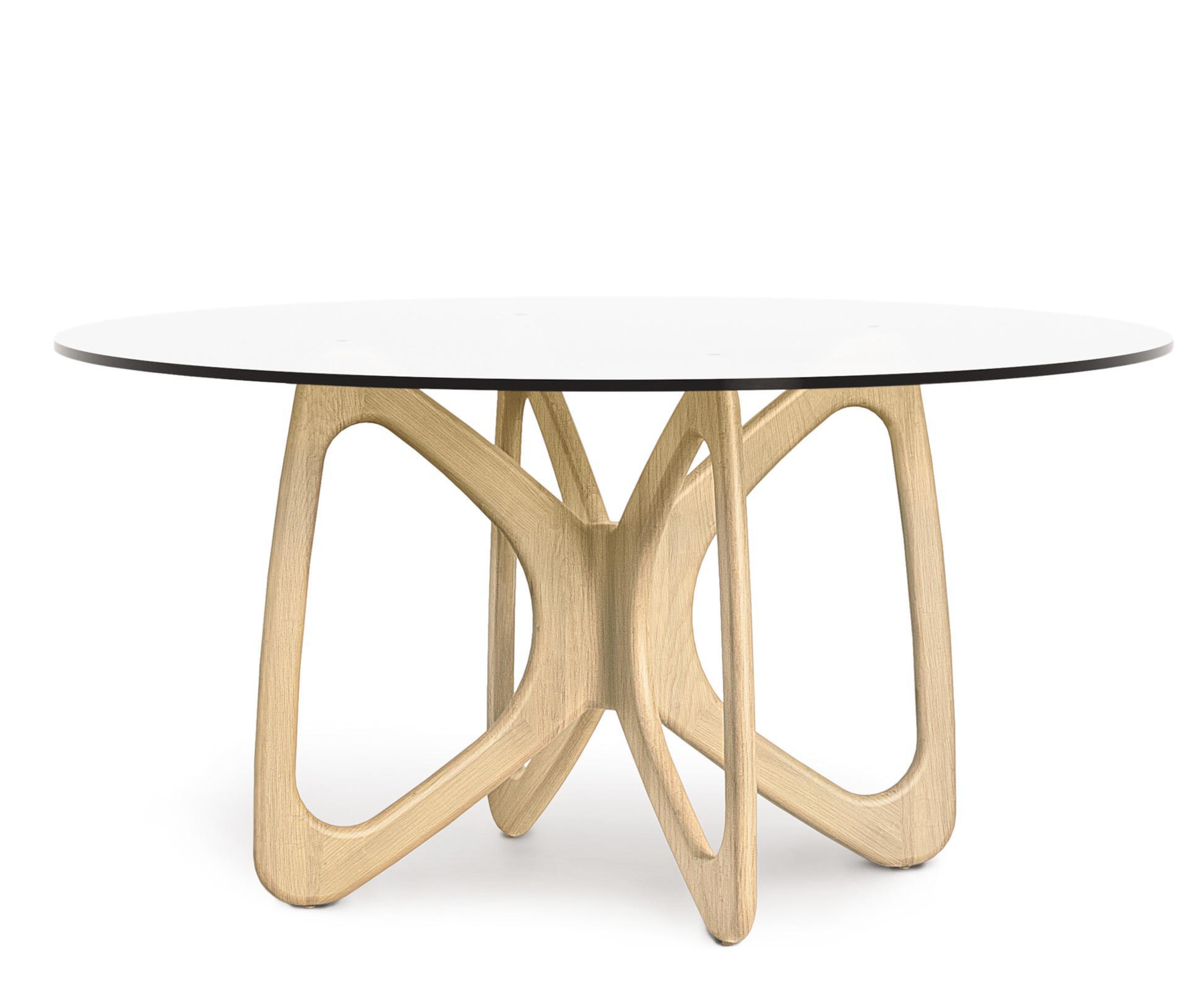 Butterfly 60" Round Glass Top Table in Oak