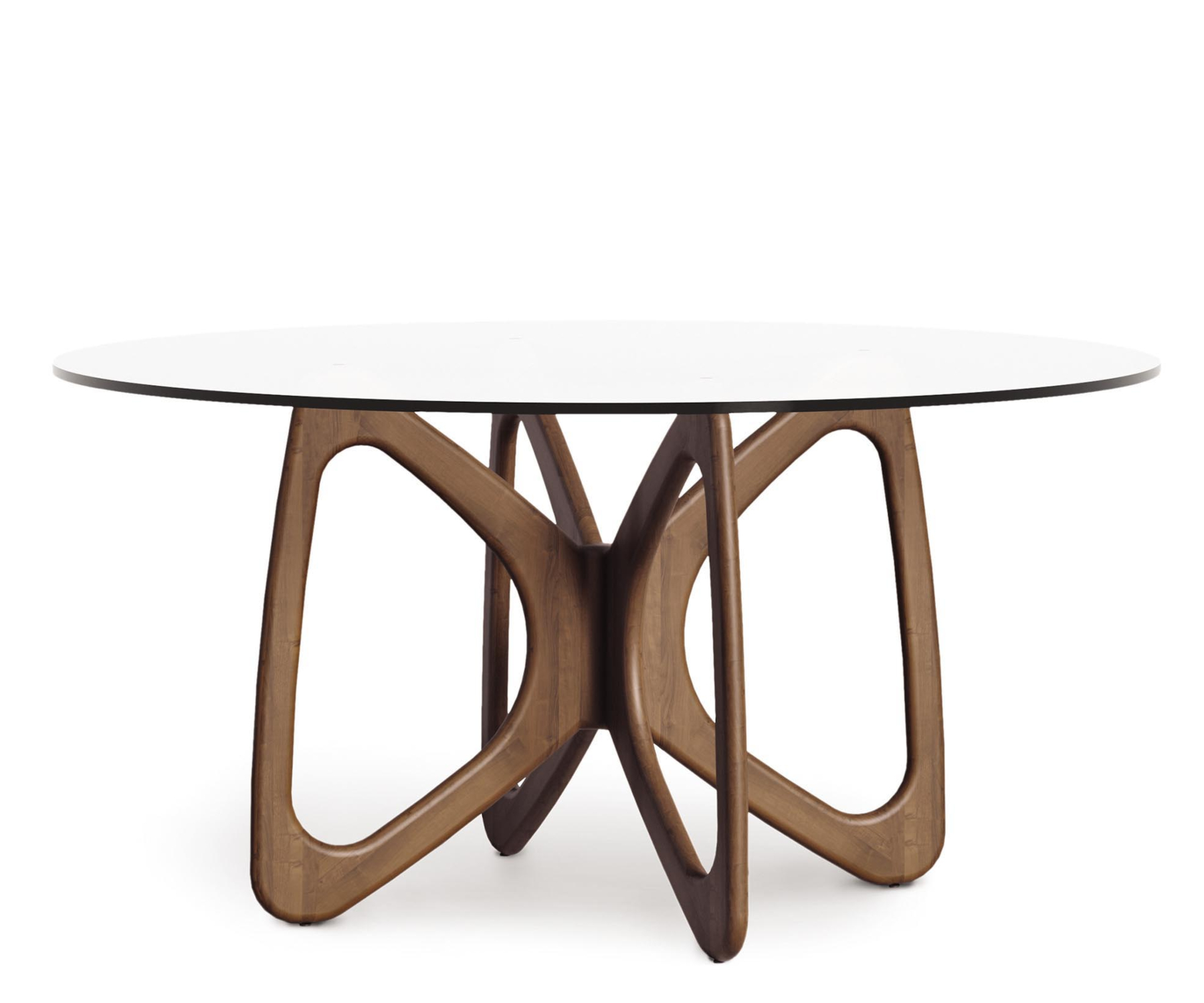 Butterfly 60" Round Glass Top Table in Walnut