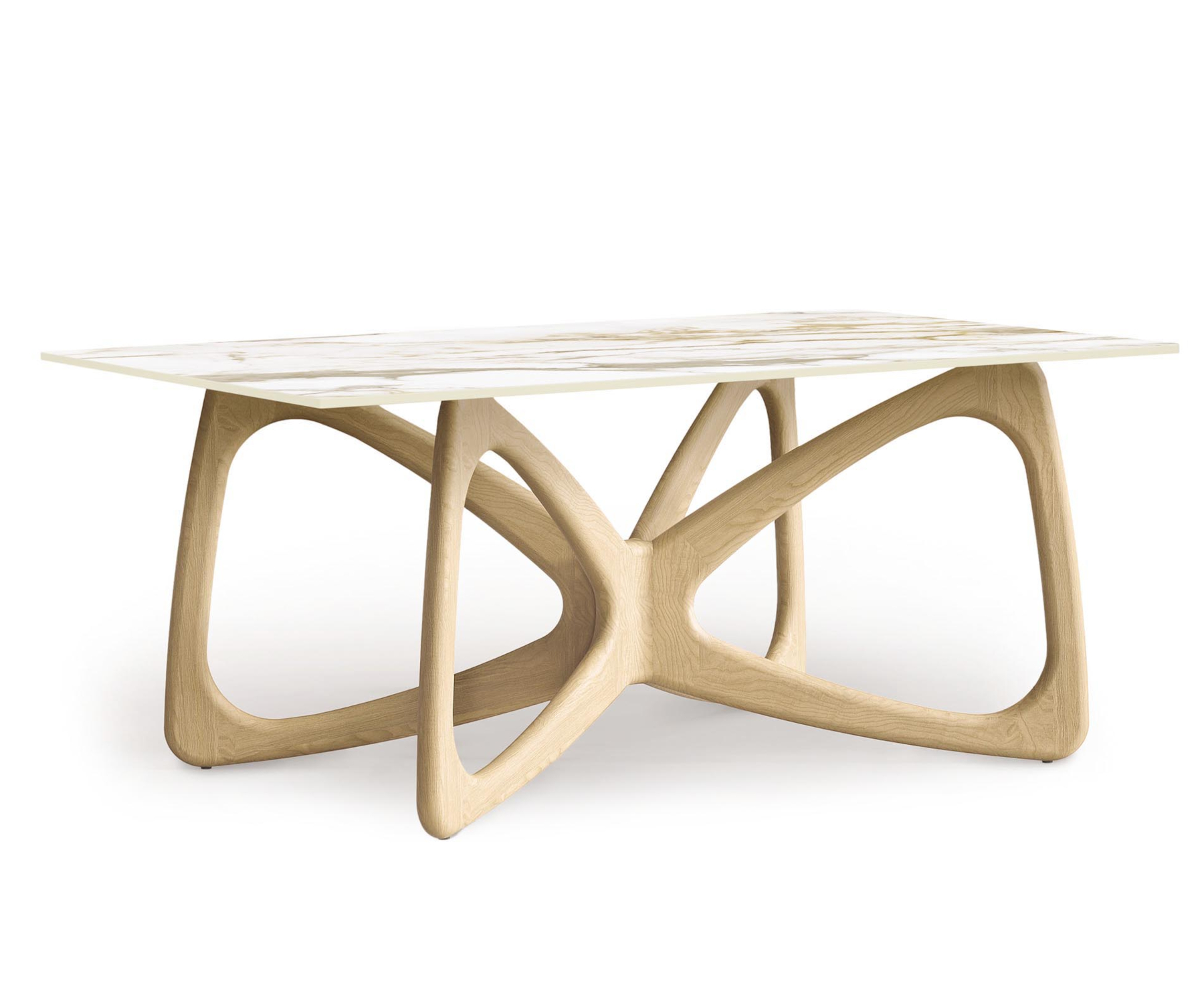Butterfly 42" x 72" Rectangular Table in Oak with Macchia Vecchia Stone Top.