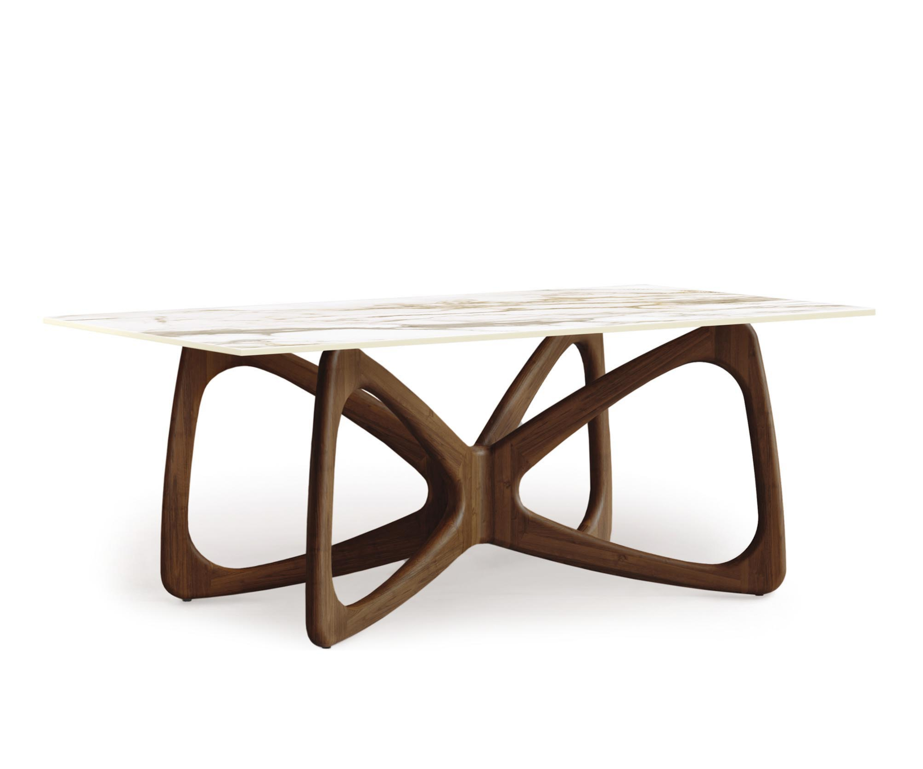 Butterfly 42" x 72" Rectangular Table in Walnut with Macchia Vecchia Stone Top.