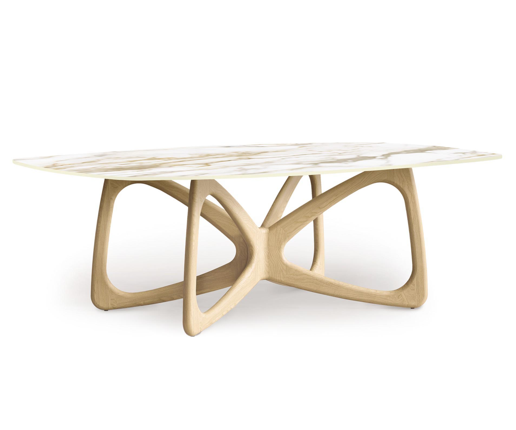 Butterfly 48" x 84" Boat Table in Oak with Macchia Vecchia Stone Top.