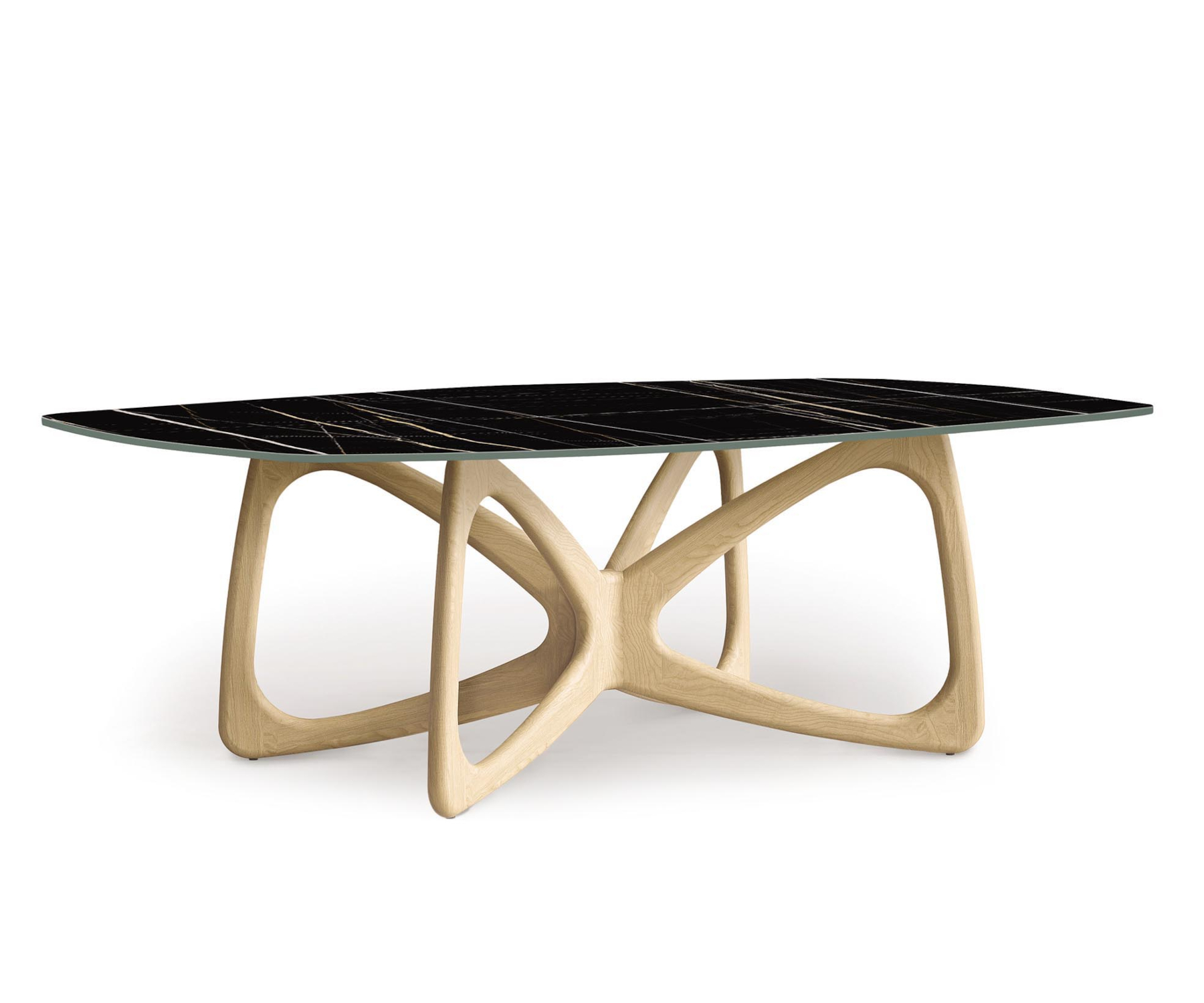 Butterfly 48" x 84" Boat Table in Oak with Sahara Noir Stone Top.