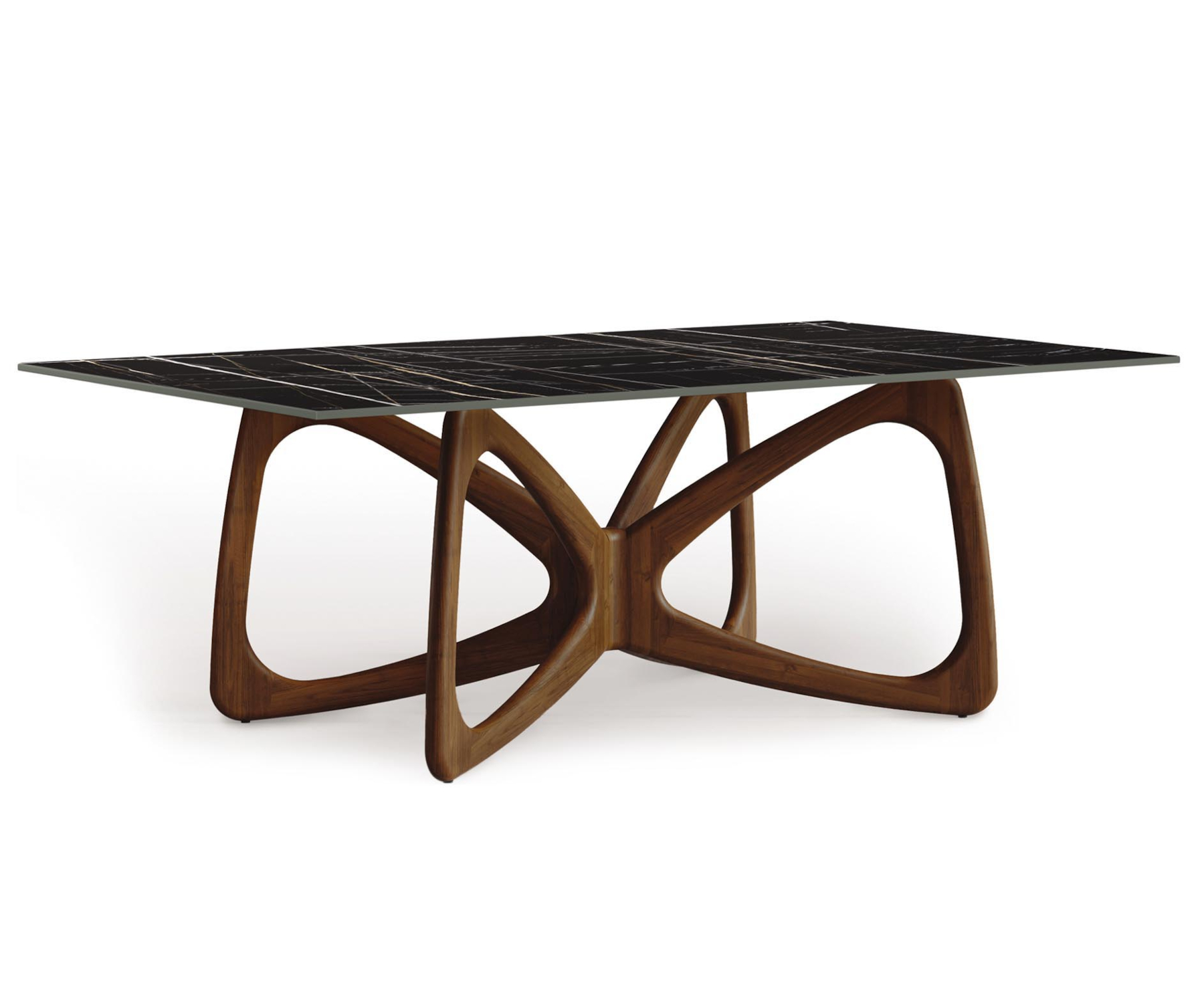 Butterfly 48" x 84" Rectangular Table in Walnut with Sahara Noir Stone Top.